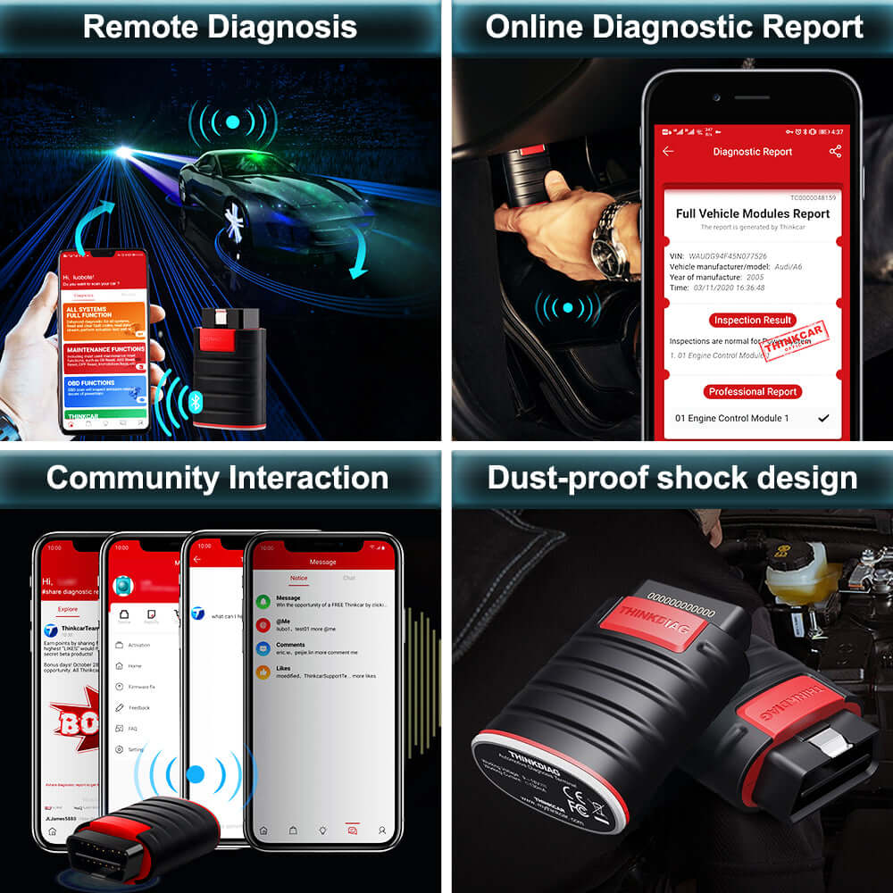 THINKCAR ThinkDiag Bluetooth OBD2 Scanner for Car Diagnostics - Check Engine Light, Read & Clear Codes, Live Data - Compatible with Android & iOS (Old Version) - Perfect for DIY Mechanics & Professional Auto Repair Shops