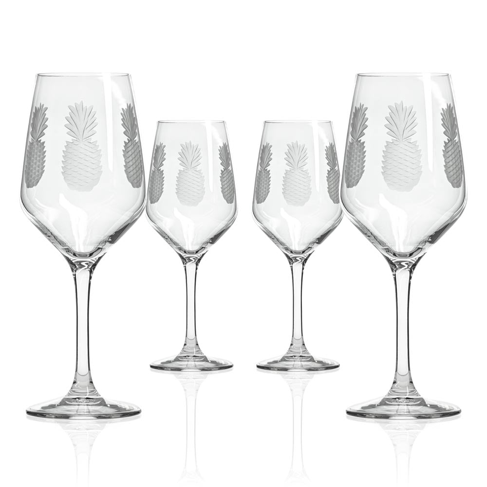 Fresh Pineapple 10.75oz White Wine Glasses - Set of 4 | Elegant Stemware for Chardonnay, Sauvignon Blanc & Cocktails | Perfect for Dinner Parties, Weddings & Home Bar Decor