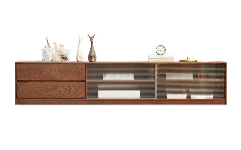 Solid Oak Wood TV Stand with Storage - Modern Entertainment Center for Living Room, Bedroom & Home Theater