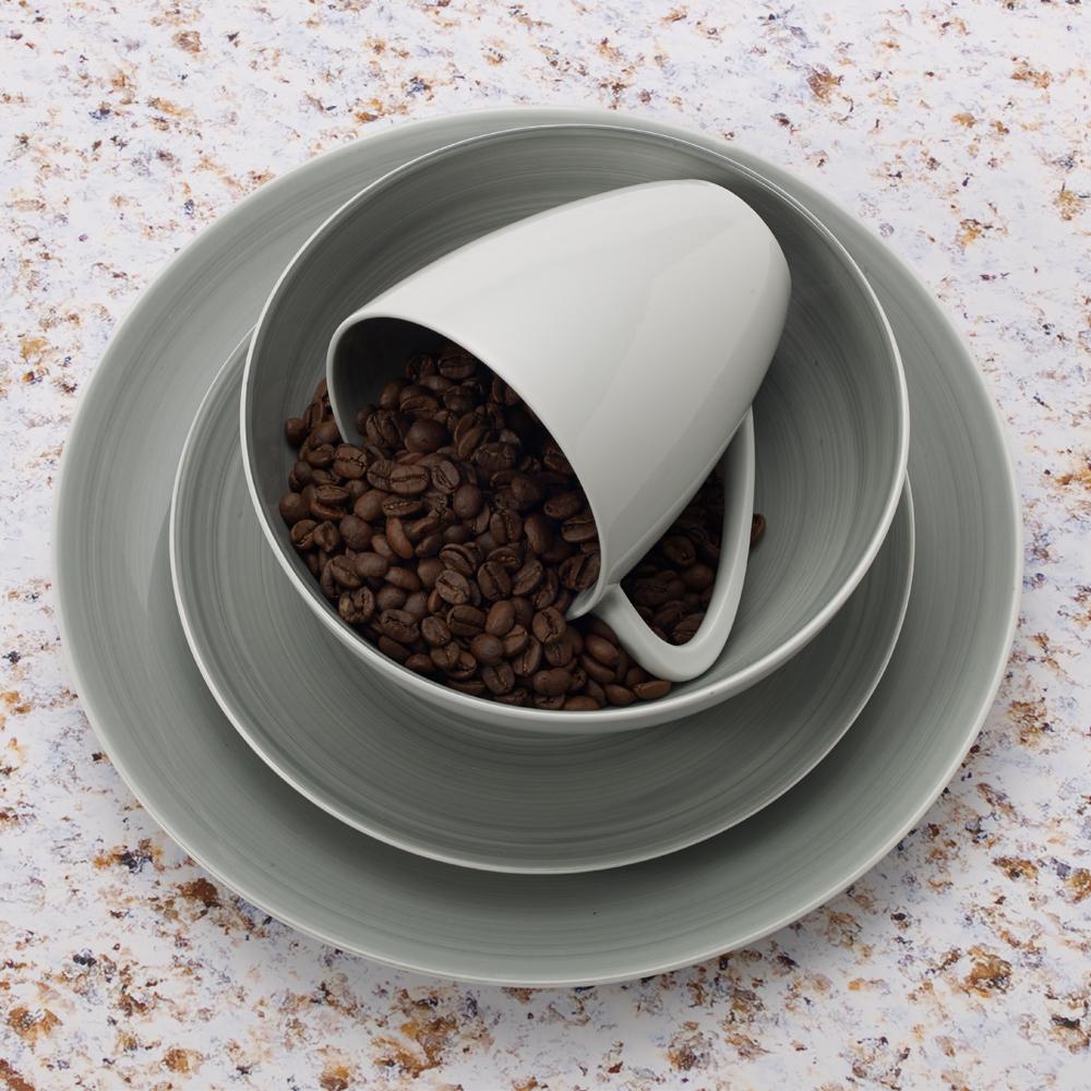 Savona Grey 4-Piece Dinnerware Set - Elegant Stoneware Plates, Bowls & Mugs for Everyday Dining, Entertaining & Special Occasions
