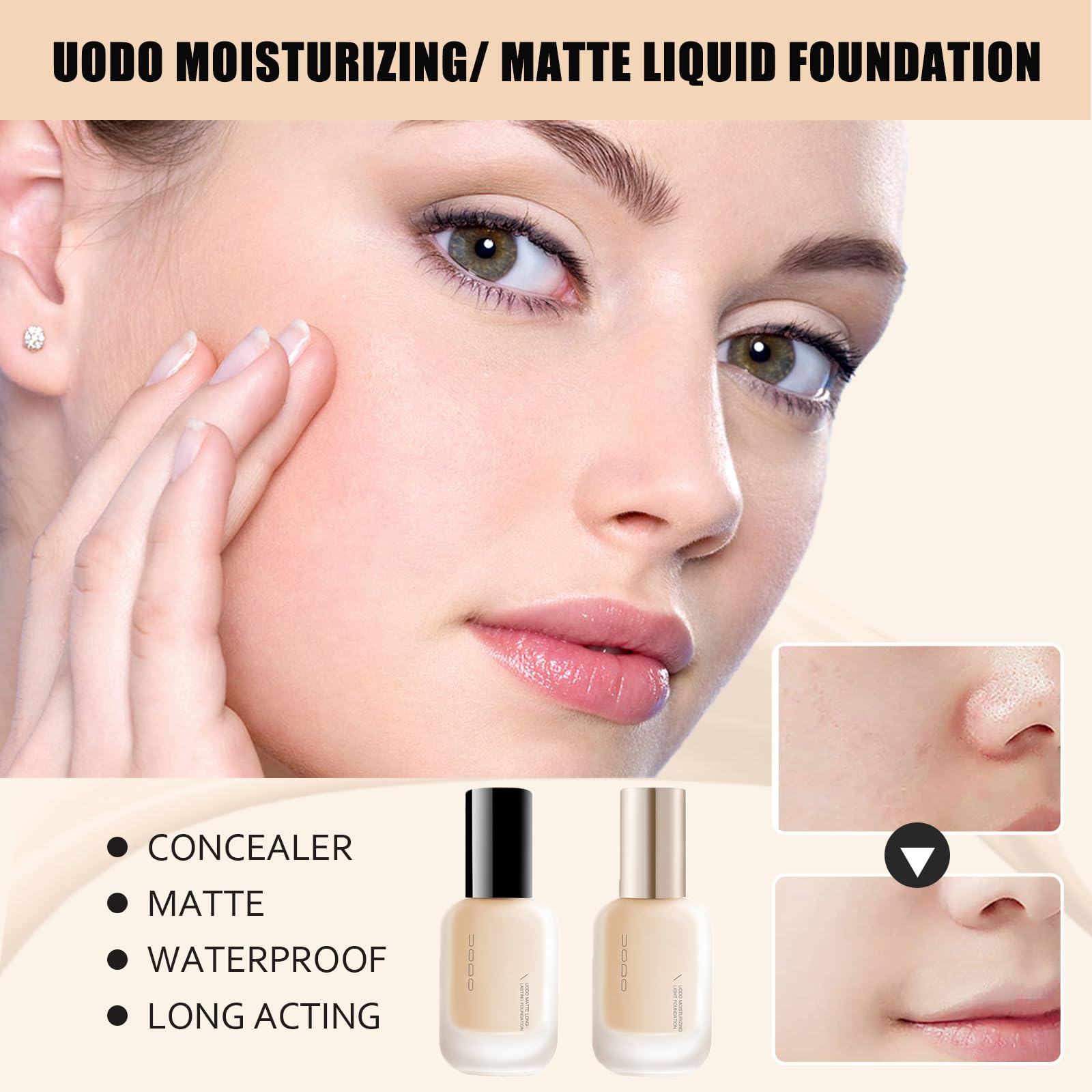 UODO Liquid Foundation - Hydrating Lightweight & Matte Long-Lasting Makeup for Flawless Coverage | Perfect for Daily Wear, Special Occasions & Professional Makeup Looks