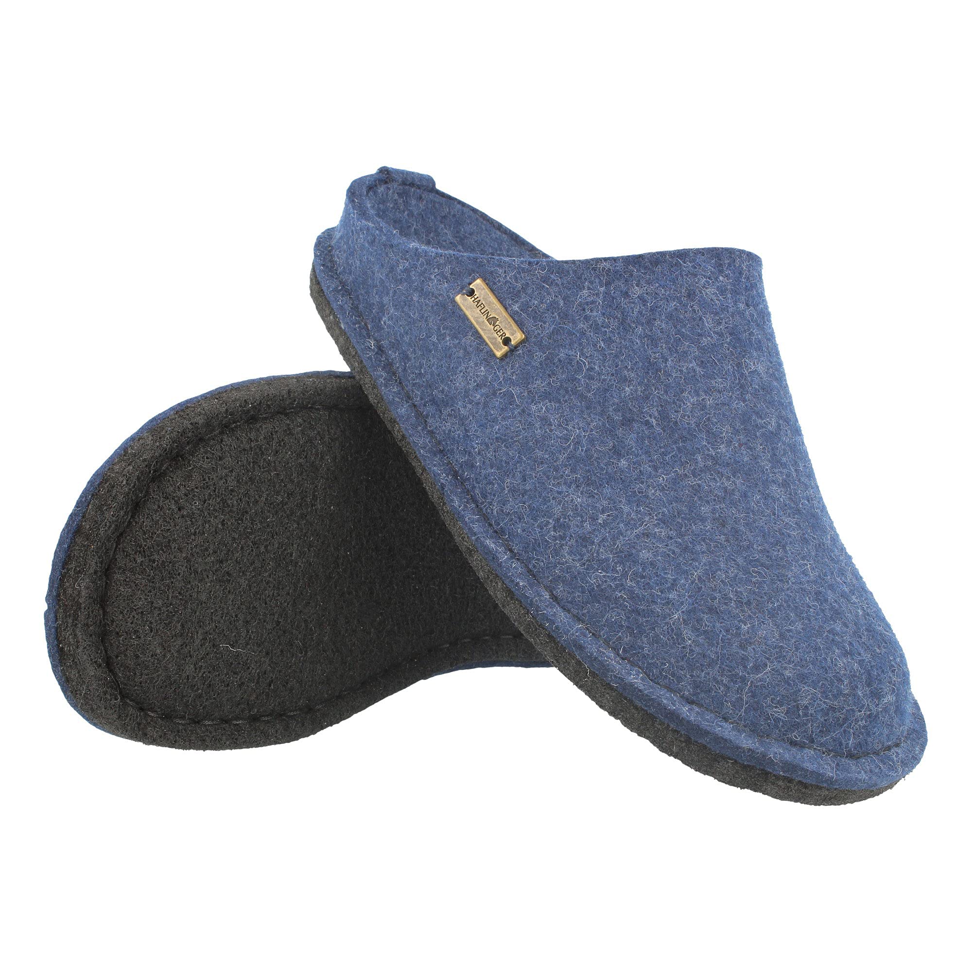 HAFLINGER Men's Low-Top Slippers - Comfortable Wool House Shoes for Indoor & Outdoor Use - US 7.5 - Perfect for Relaxing at Home, Lounging, or Quick Errands