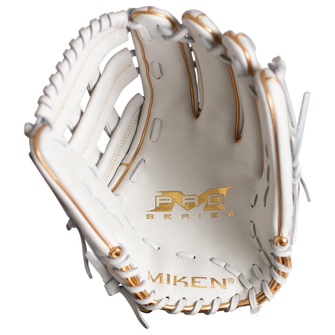 Miken Gold Pro Series 13 Inch White Slowpitch Softball Fielding Glove (PRO130 WG) - Premium Leather for Adult Players - Perfect for Outfield & Infield Defense
