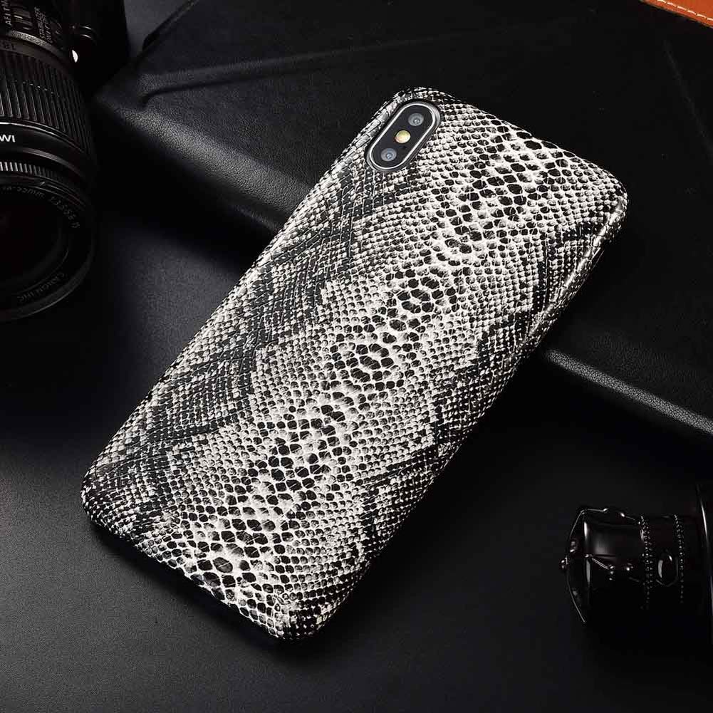 Snake Skin Print PU Leather Phone Case for iPhone X - Soft Crocodile Texture Back Cover, Stylish & Durable Protection (Snake Black) | Perfect for Fashion Lovers & Daily Use