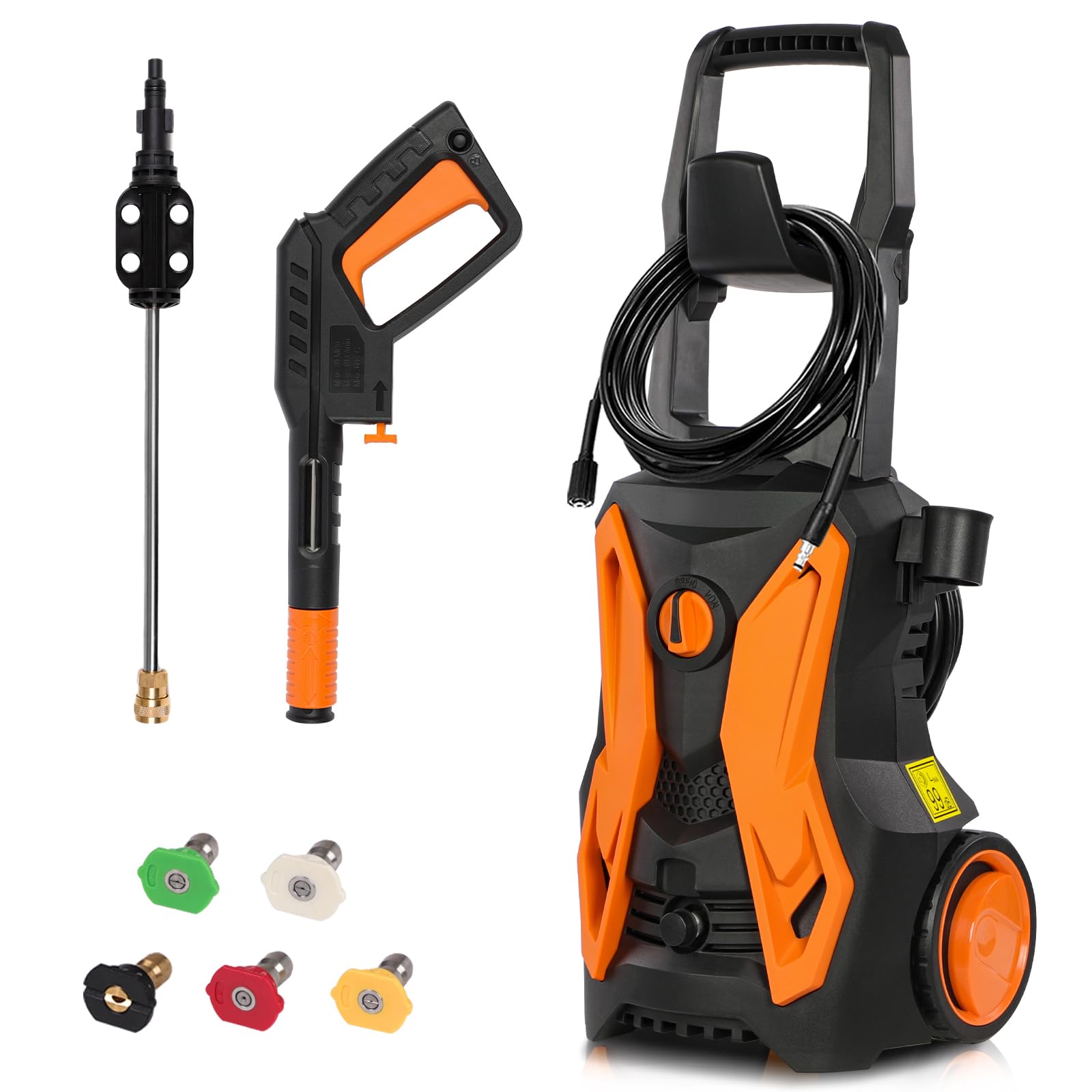 Fazil 4000 PSI 2.8 GPM Electric Pressure Washer with 5 Quick Connect Spray Nozzles - Powerful Power Washer for Cleaning Cars, Floors, Walls, Driveways, Outdoor Furniture, Patios & Gardens - Ideal for Home, Garage, and Commercial Use