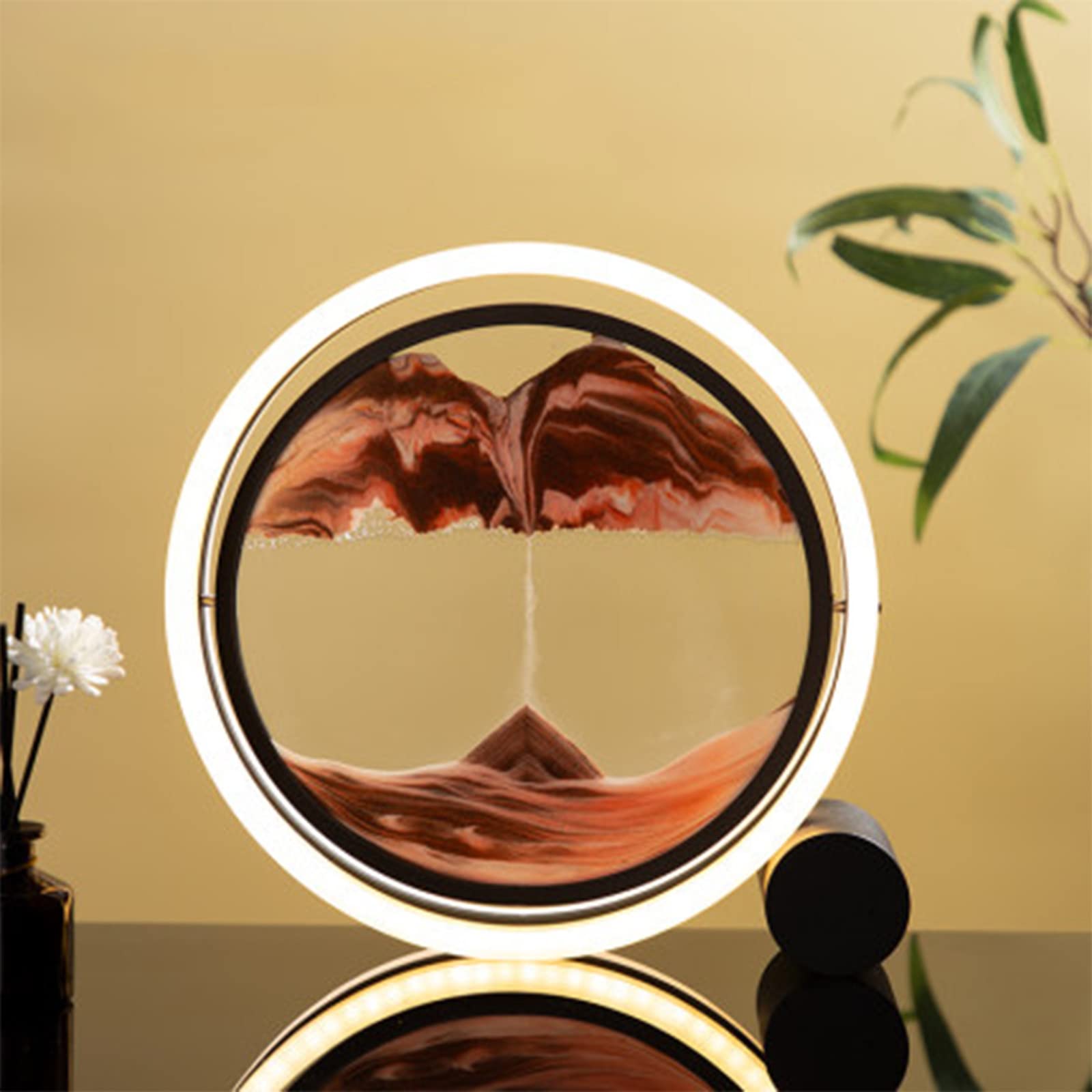 Flowing Sand Art Desk Lamp - Dynamic 3D Natural Landscape Painting for Office & Home Decor (Pink) | Relaxing Mood Light for Meditation, Stress Relief & Modern Interior Design