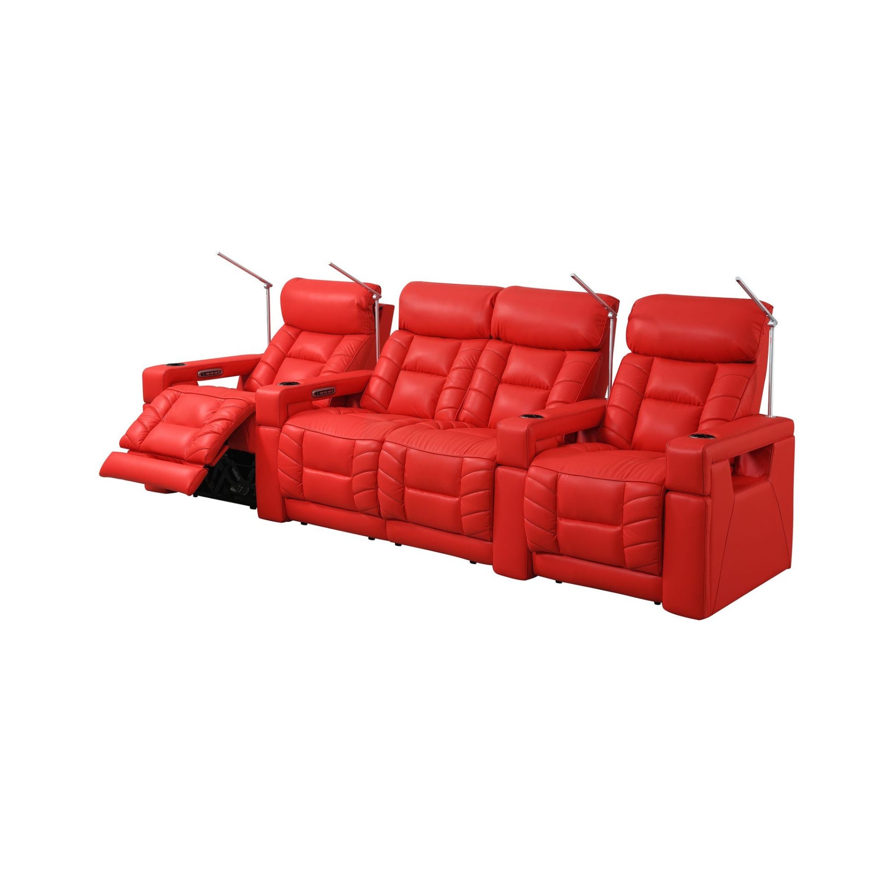 RowOne 4-Piece Recliner Set - Ultra Soft Fabric Sectional Sofa with Cup Holders and USB Ports | Perfect for Living Room, Home Theater, and Family Gatherings