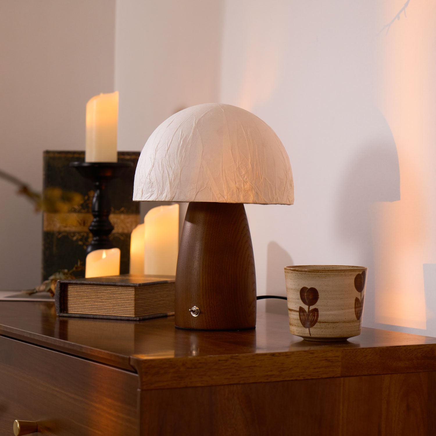Myco Mushroom Table Lamp - Modern LED Night Light for Bedroom, Nursery, Living Room - Soft Ambient Lighting for Relaxation & Decor