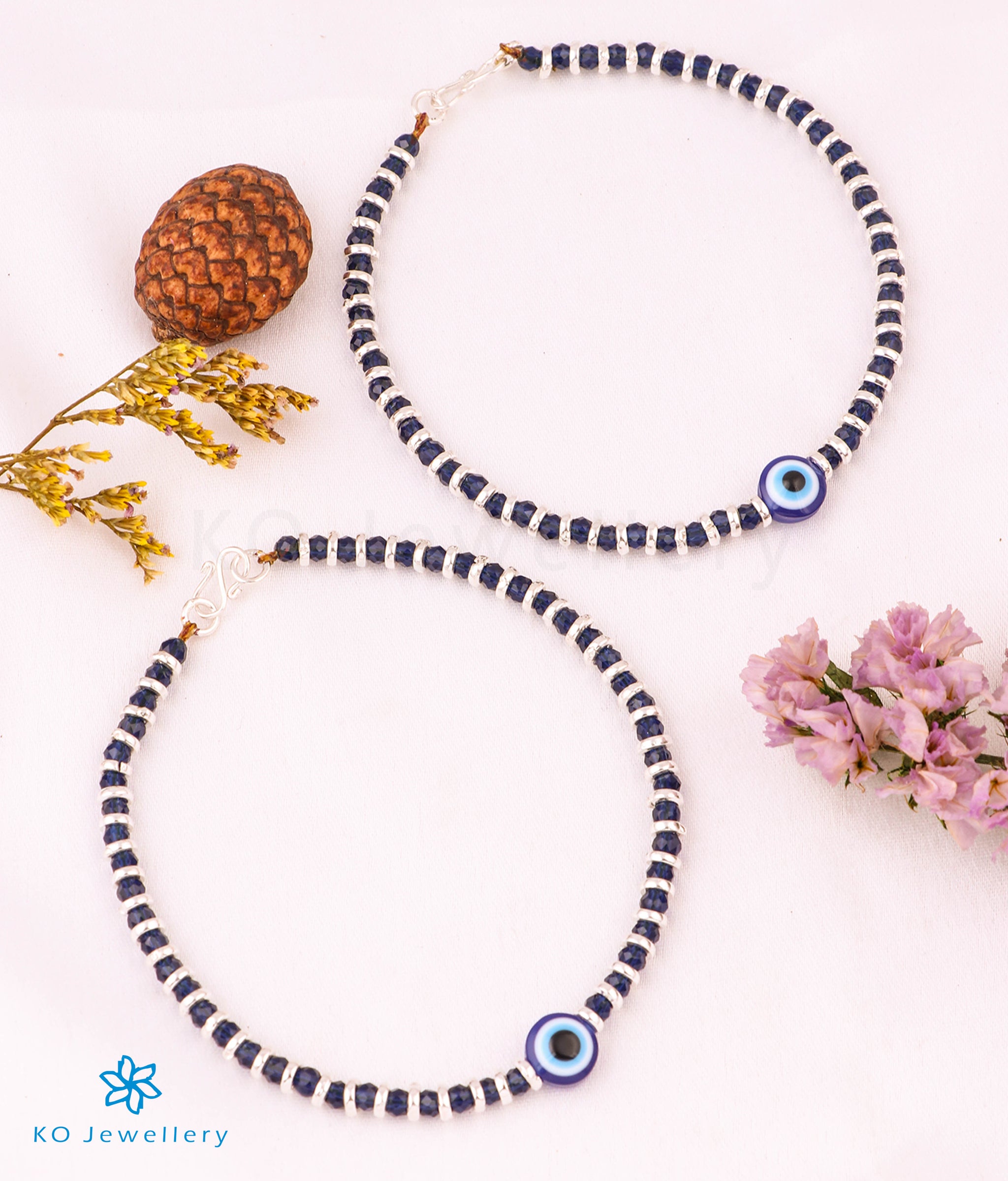 Amitav Evileye Silver Baby & Kids Anklet - 8 Inch Adjustable Anklet for Girls & Toddlers - Perfect for Birthdays, Christenings & Special Occasions