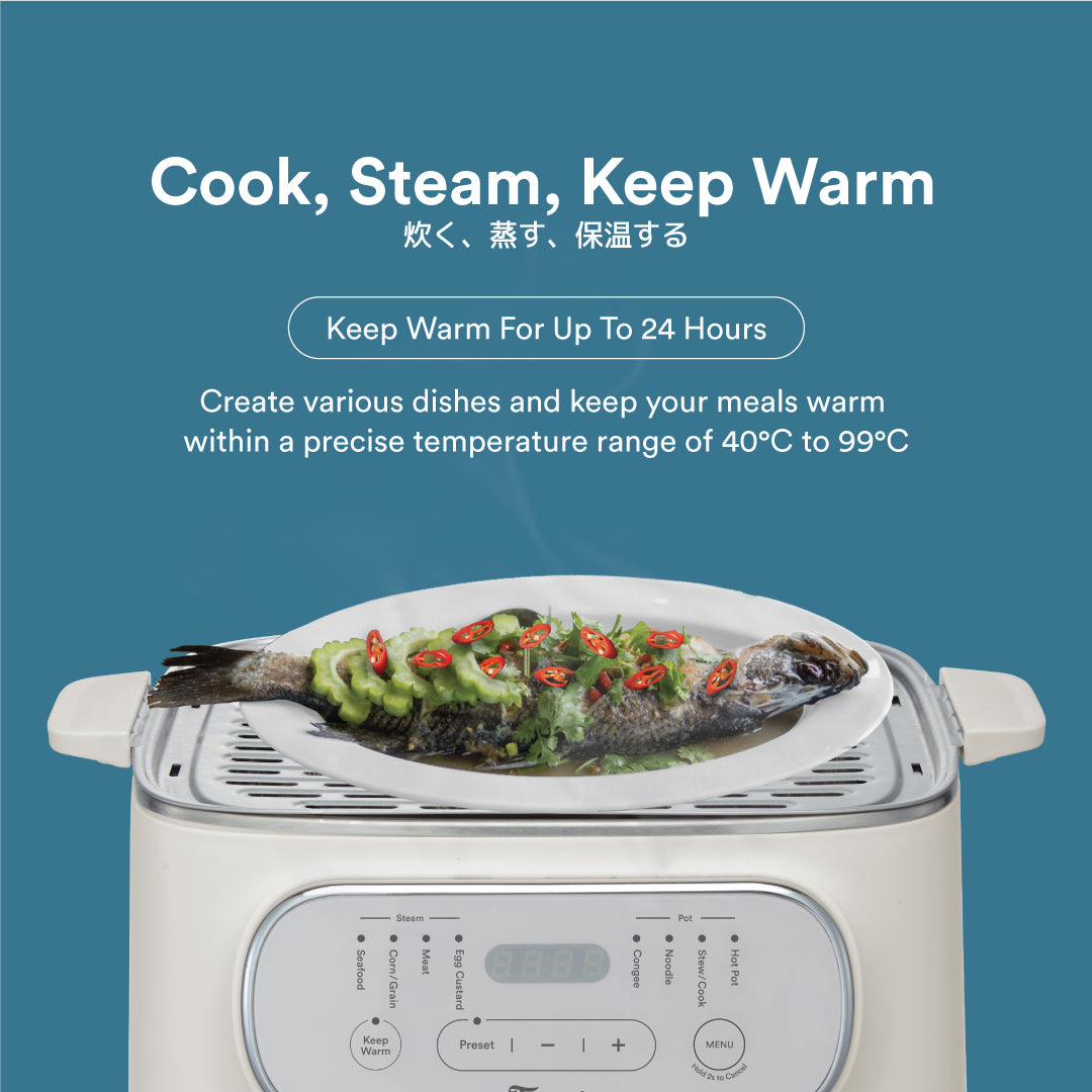 Toyomi ST 2318 Electric Stackable Food Steamer - 3-Tier Multi-Function Rice Cooker & Vegetable Steamer for Healthy Cooking | Perfect for Meal Prep, Dumplings & Family Dinners