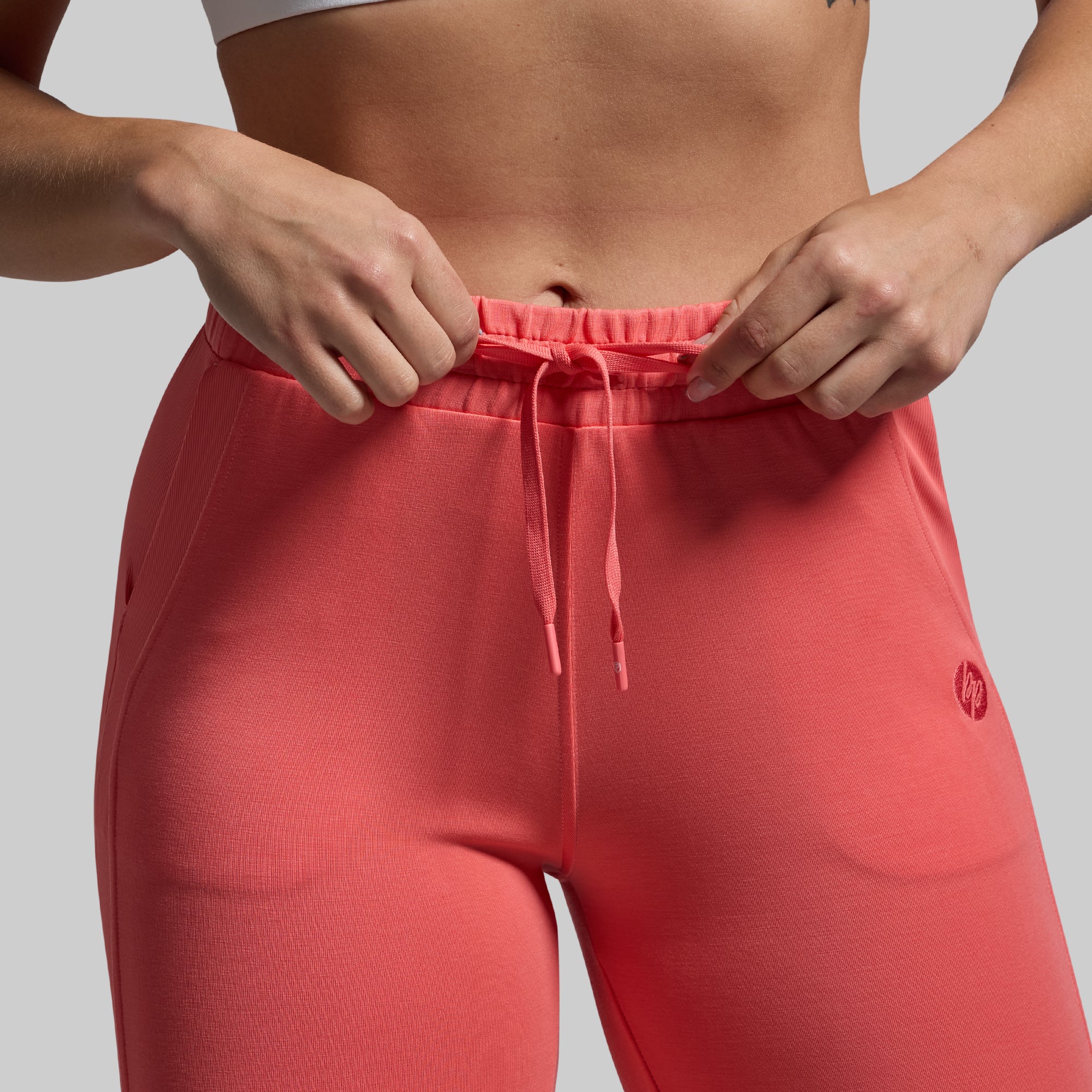 Women's Soft Lounge Lux Jogger Pants - Comfortable Elastic Waist Casual Sweatpants for Yoga, Home & Travel (Hot Peach)