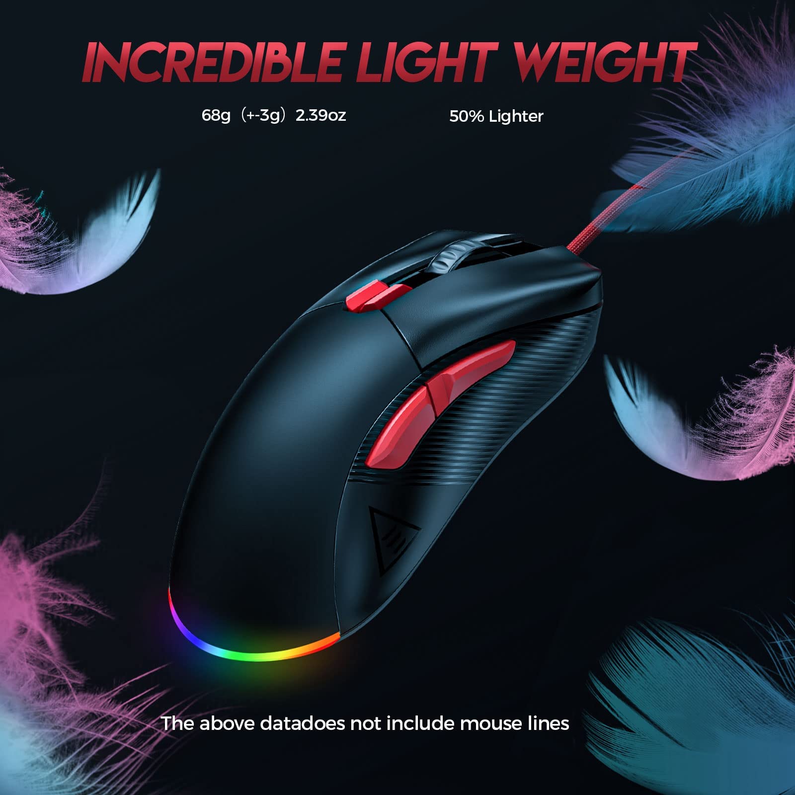 EKSA 16000 DPI Wired Gaming Mouse with Optical Sensor, 8 Programmable Buttons & RGB Lighting - Lightweight FPS/MOBA Mouse for PC & Mac - Perfect for Esports, Streaming & Competitive Gaming