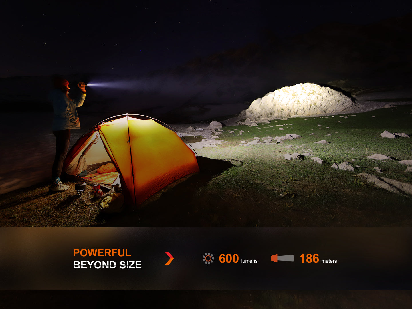 Fenix LD12R Rechargeable Dual Light Flashlight - 300 Lumens, Compact EDC Flashlight for Camping, Hiking & Emergency Use