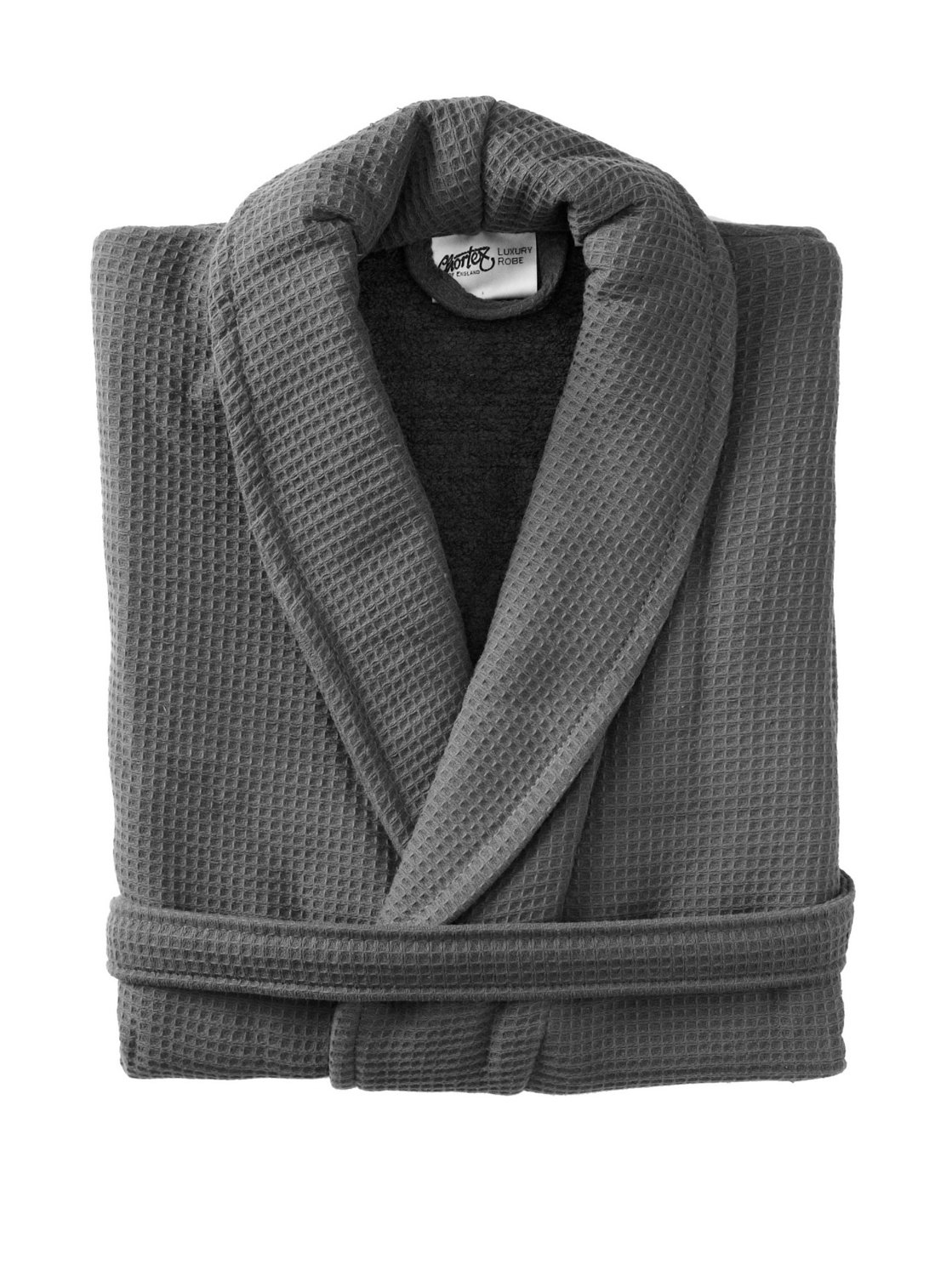 Chortex Luxury Waffle Terry Robe for Women & Men - Soft Bathrobe with Pockets, Charcoal Grey, L/XL - Perfect for Spa, Hotel, and Home Relaxation