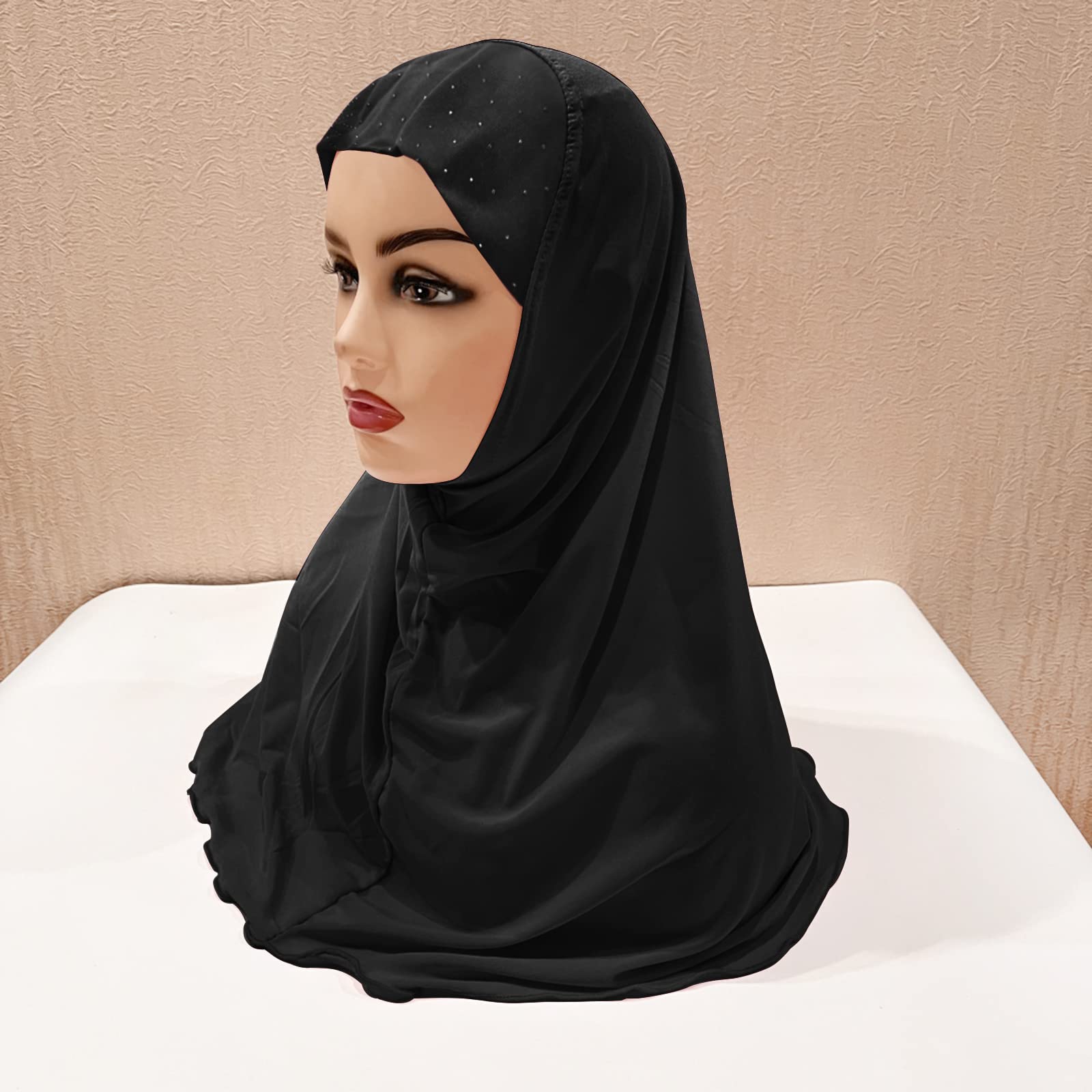 Girls Muslim Hijab Floral Lace Head Scarf - Islamic Arab Shawl for Kids with Flower Design - Perfect for School, Prayer & Special Occasions