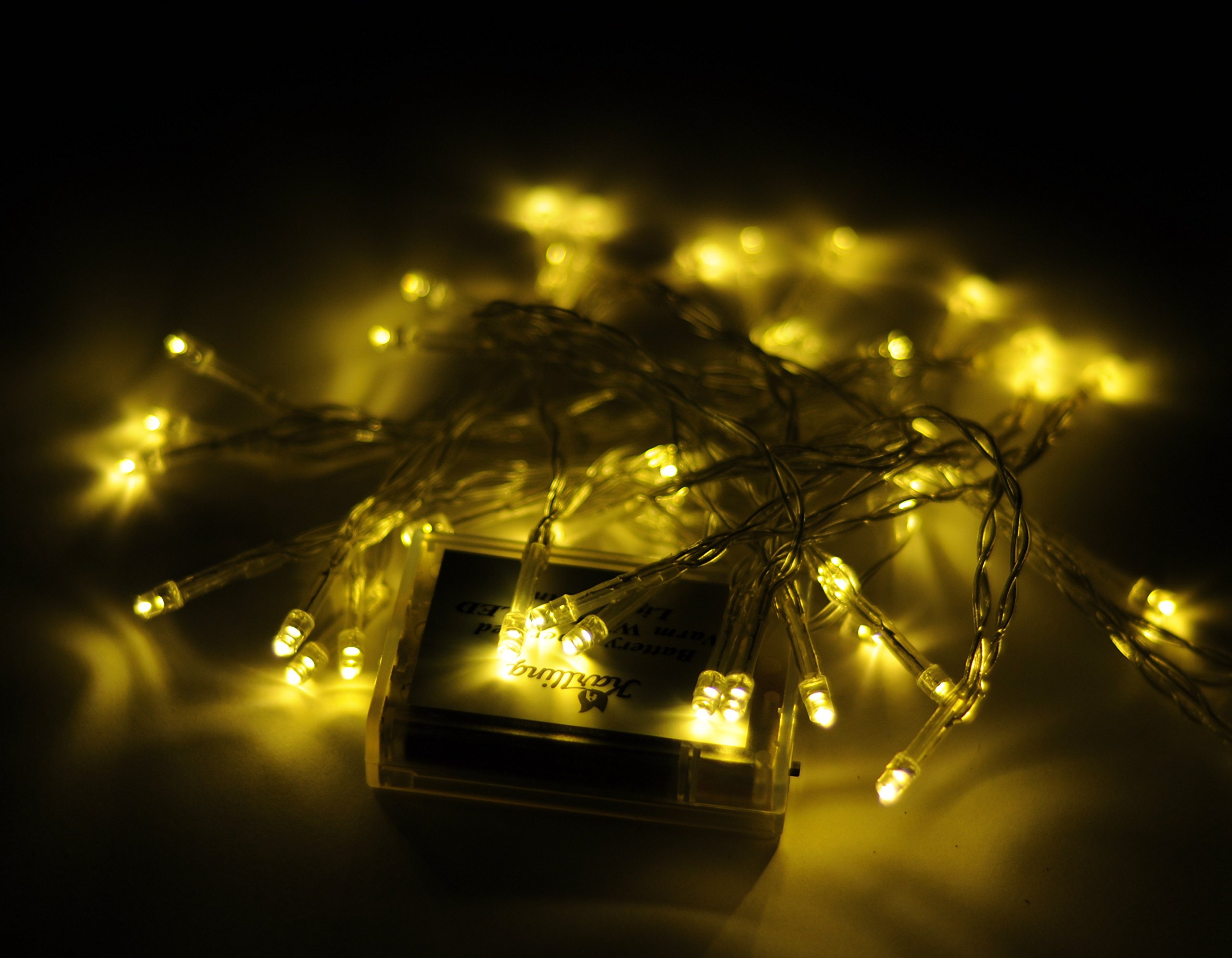 Karlling 13ft Battery Operated Fairy Lights - Durable LED String Lights with Clear Wire for Christmas Decorations, Wedding Party, Valentine's Day & Halloween - Indoor Outdoor Twinkle Lights (Warm White) - Perfect for Bedroom, Garden, Patio and Holiday Decor