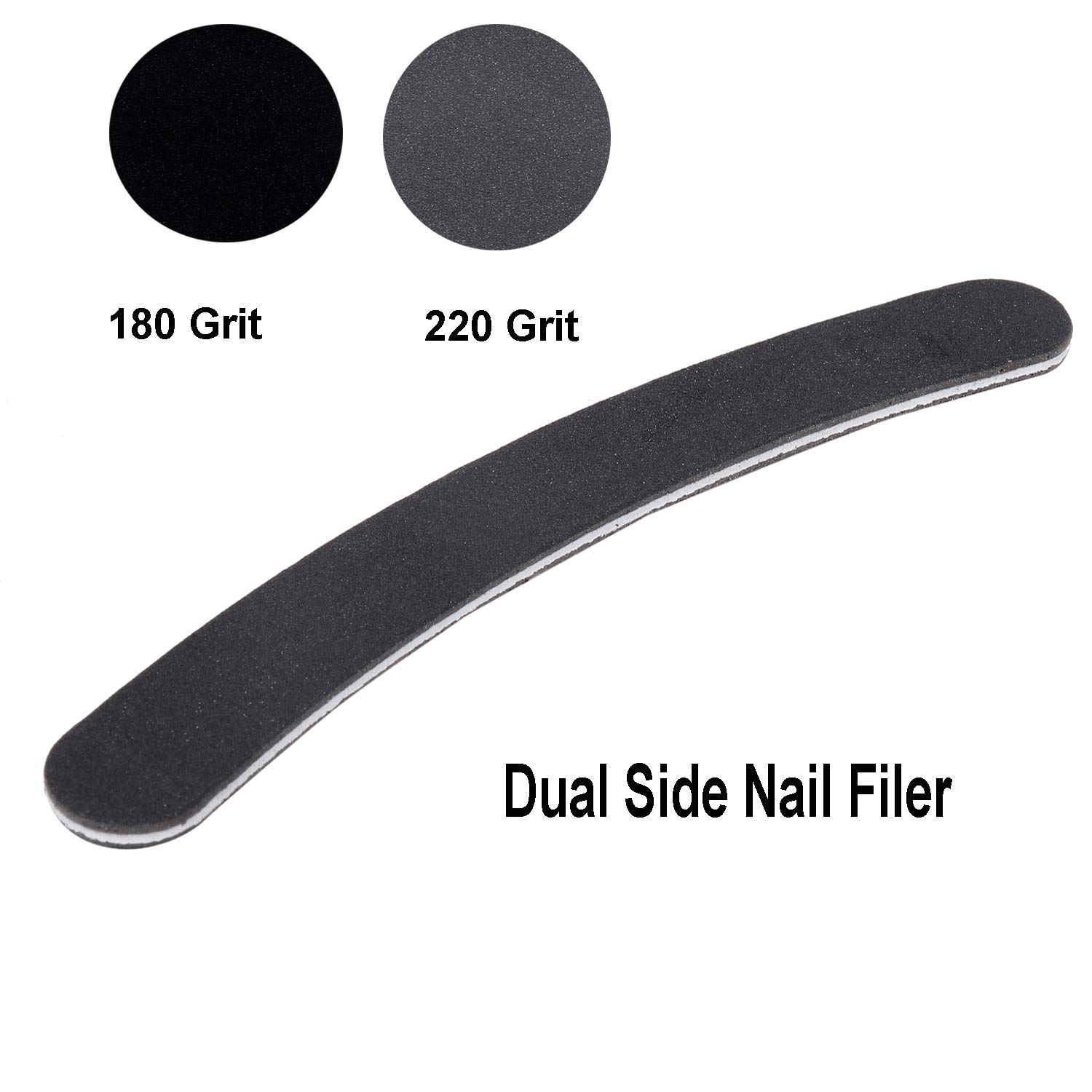 ALIS Professional Double-Sided Nail File for Shaping & Buffing - Black Curved Manicure & Nail Art Tool (1 Pack) | Perfect for Home Salon, Travel & Professional Nail Care