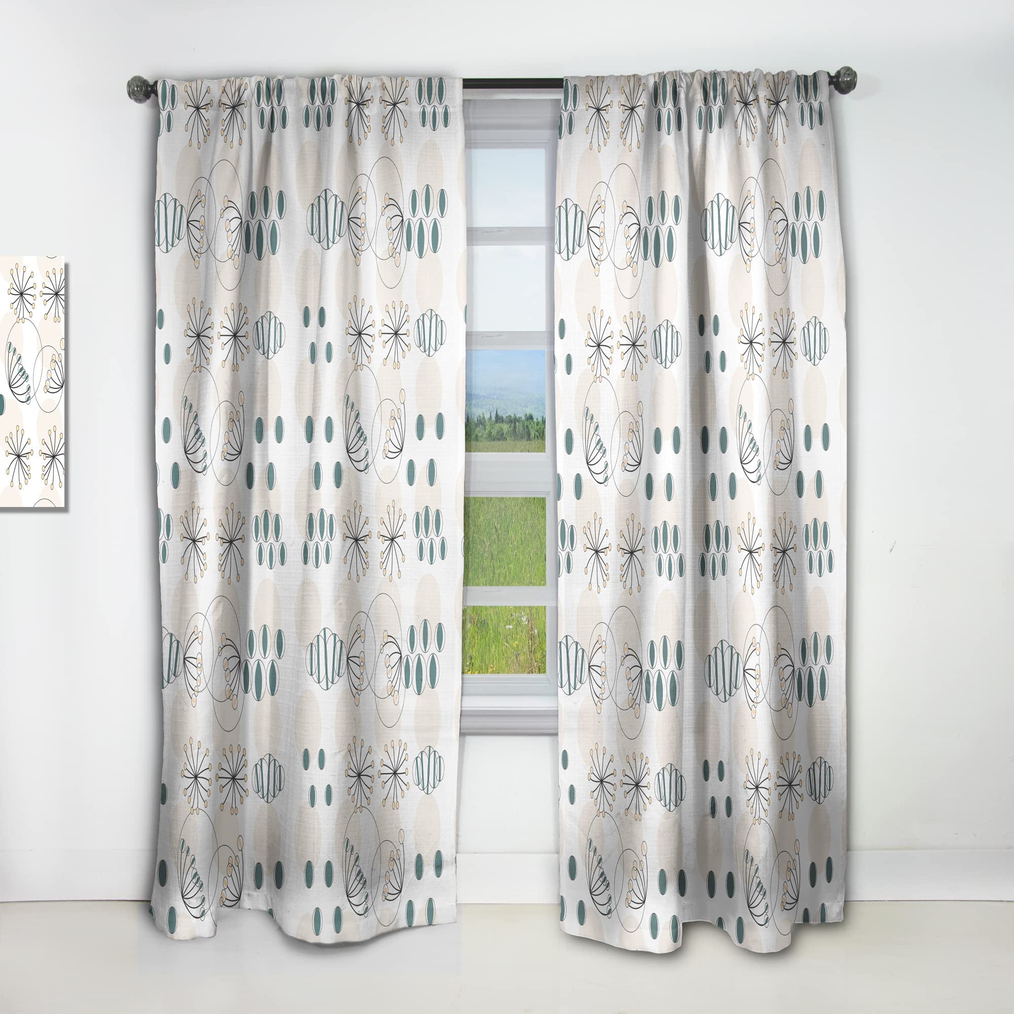 Modern Abstract Geometric Pattern Thermal Insulated Curtains - Single Panel 52x84 - Blackout Drapes for Bedroom & Living Room - Perfect for Home Decor & Light Control