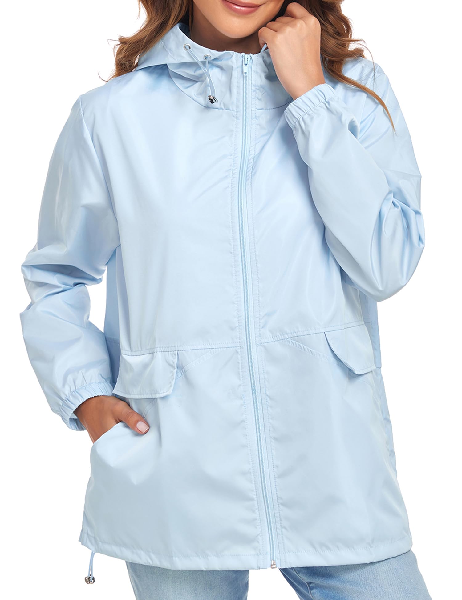 Women's Lightweight Waterproof Raincoat - Packable Windproof Hooded Jacket for Outdoor Activities (S-XXL) | Perfect for Hiking, Travel & Commuting