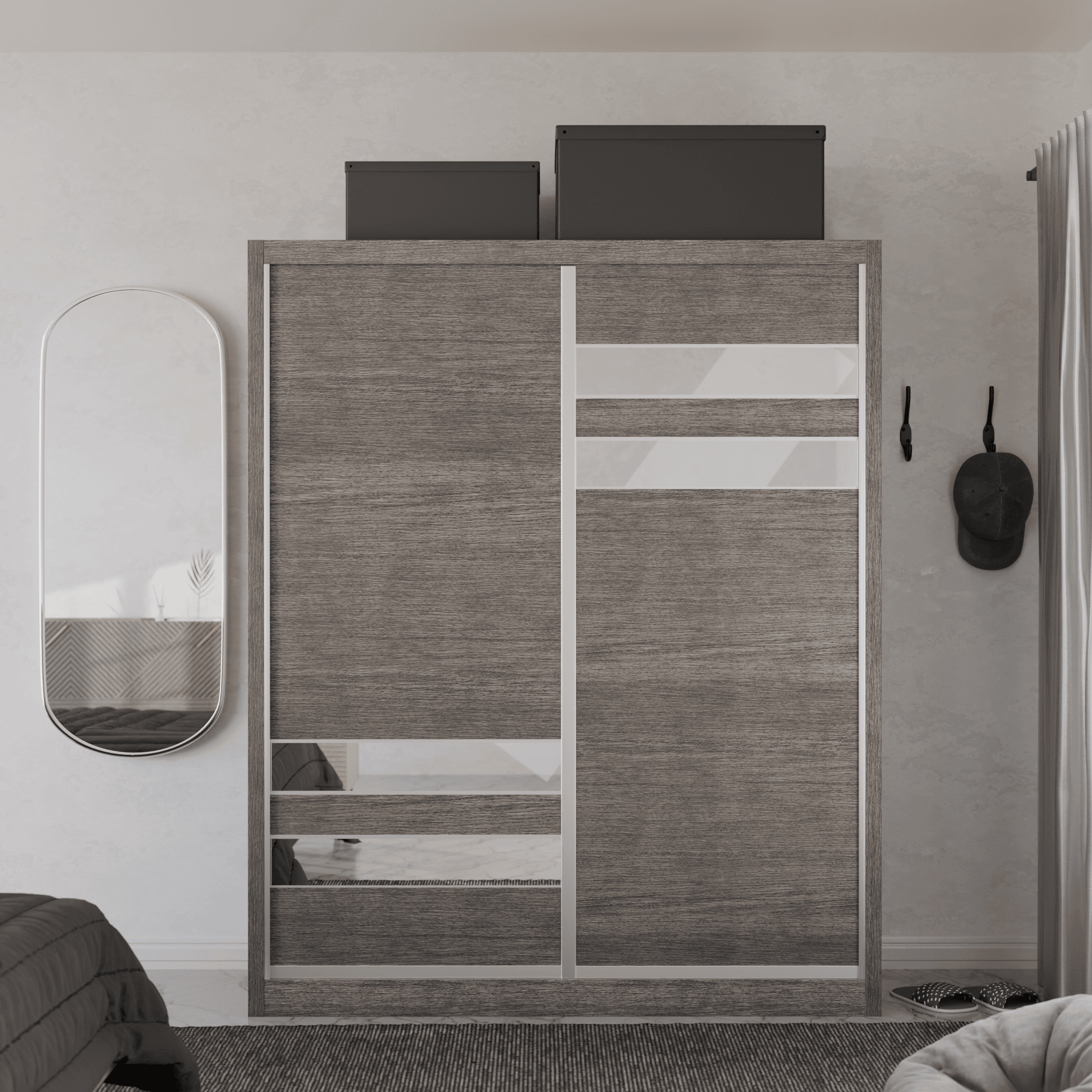 Micasa Modular Wardrobe W04 - Customizable Closet Organizer System for Bedroom & Walk-in Closet | Space-Saving Storage Solution with Adjustable Shelves & Hanging Rods