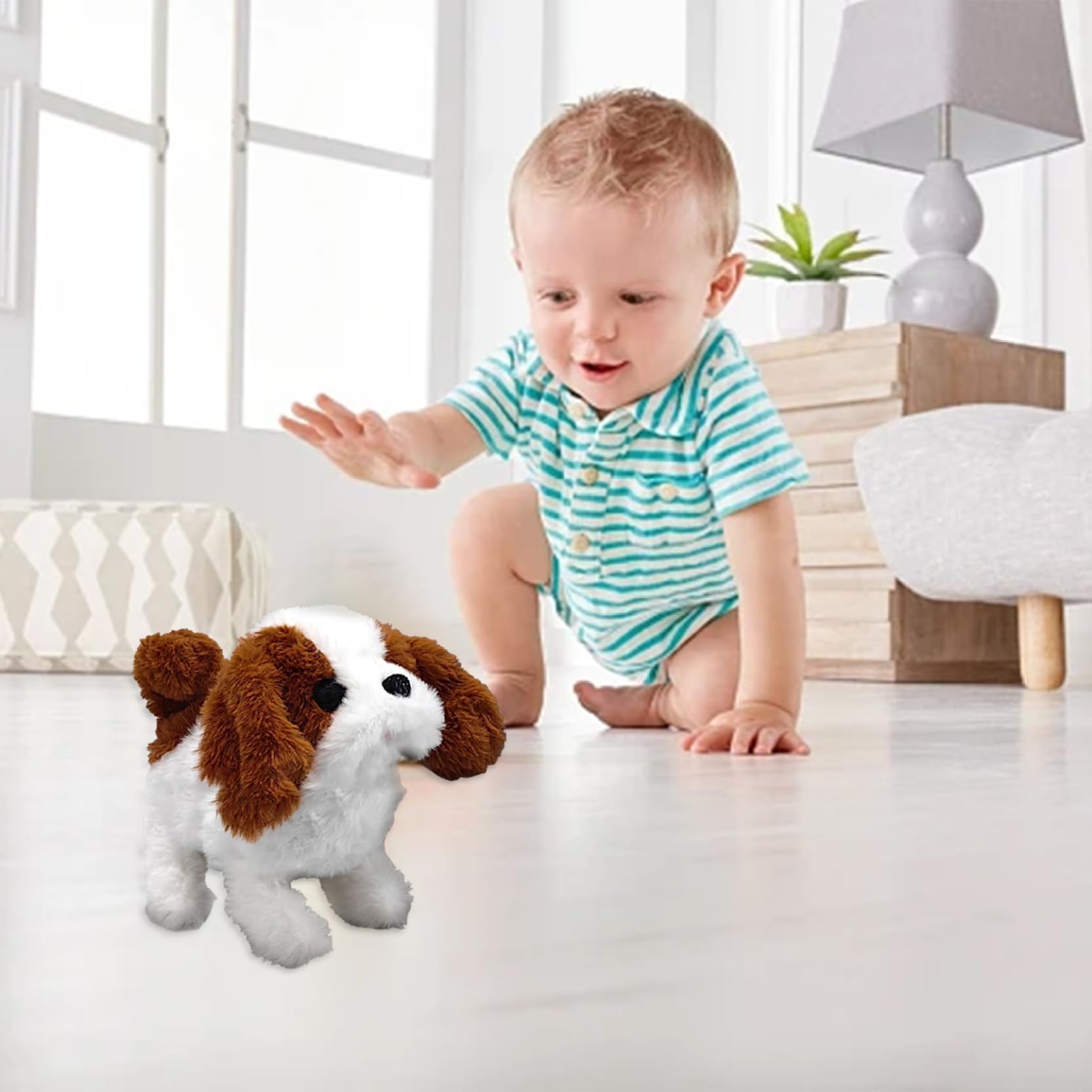 Electronic Toy Dog with Pulling Rope - Realistic Barking Saint Bernard for Kids Playtime