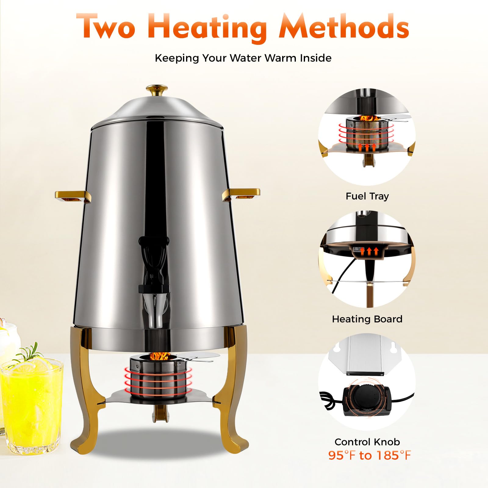 13L Commercial Stainless Steel Hot Beverage Dispenser with Spigot - Electric Coffee & Hot Water Urn for Catering, Buffet, Office, and Events - Perfect for Large Gatherings, Restaurants, and Cafes