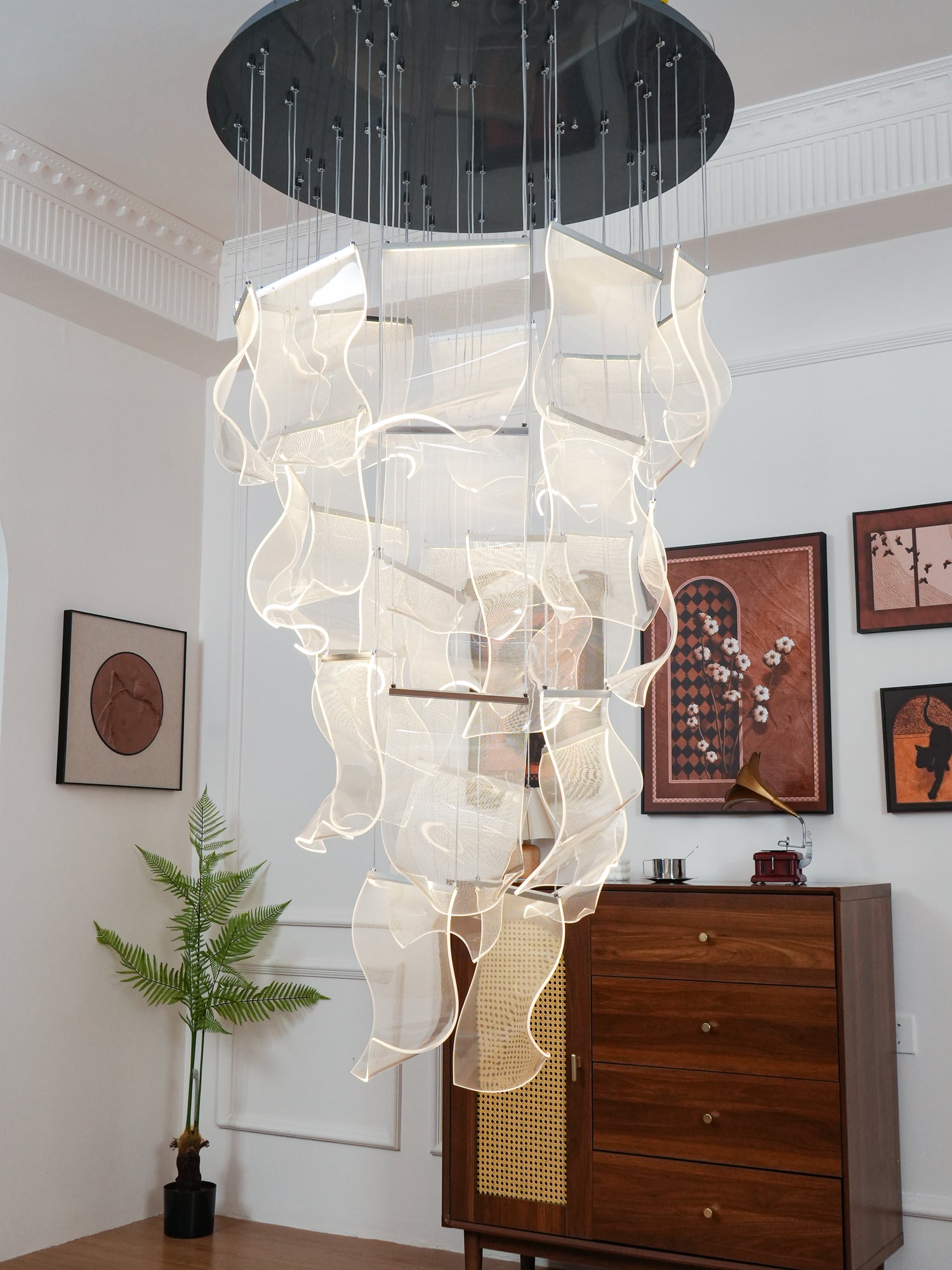 Modern Acrylic LED Chandelier - Energy Efficient Crystal Ceiling Light Fixture for Dining Room, Bedroom & Living Room Decor