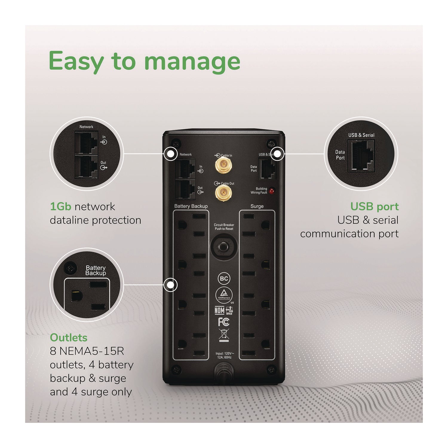 APC Back UPS Pro 1000VA Compact Tower Battery Backup & Surge Protector with LCD Display, 8 Outlets, USB Charging (1103J) - Power Protection for Home Office, Gaming PC & Electronics