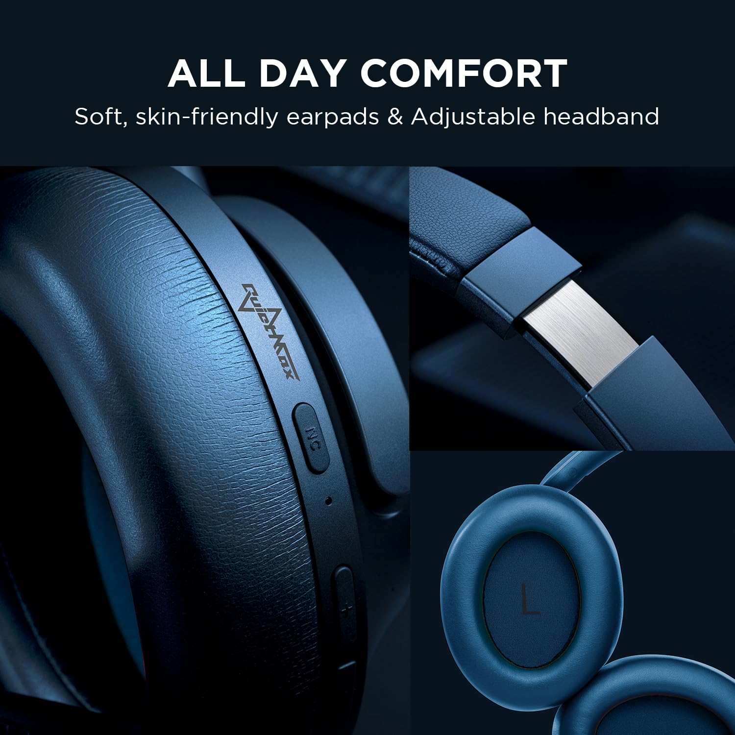 1MORE SonoFlow Active Noise Cancelling Wireless Headphones with LDAC & Hi-Res Audio - 70H Playtime, 5 Mics for Clear Calls, Bluetooth 5.0, Custom EQ via App - Perfect for Travel, Work & Music Lovers (Blue)