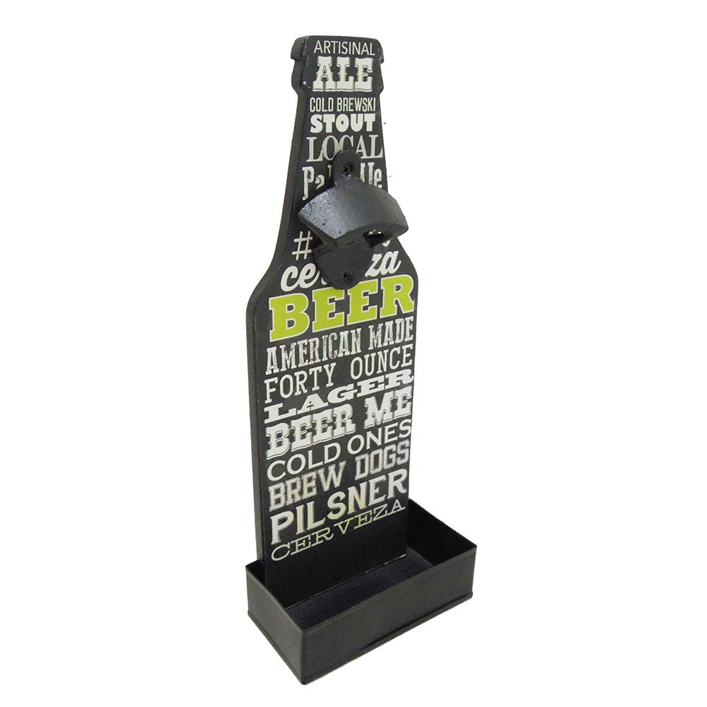 Wall Mounted Bottle Opener with Cap Catcher - Rustic Chalkboard Beer Bottle Opener for Home Bar, Kitchen, or Outdoor Entertaining