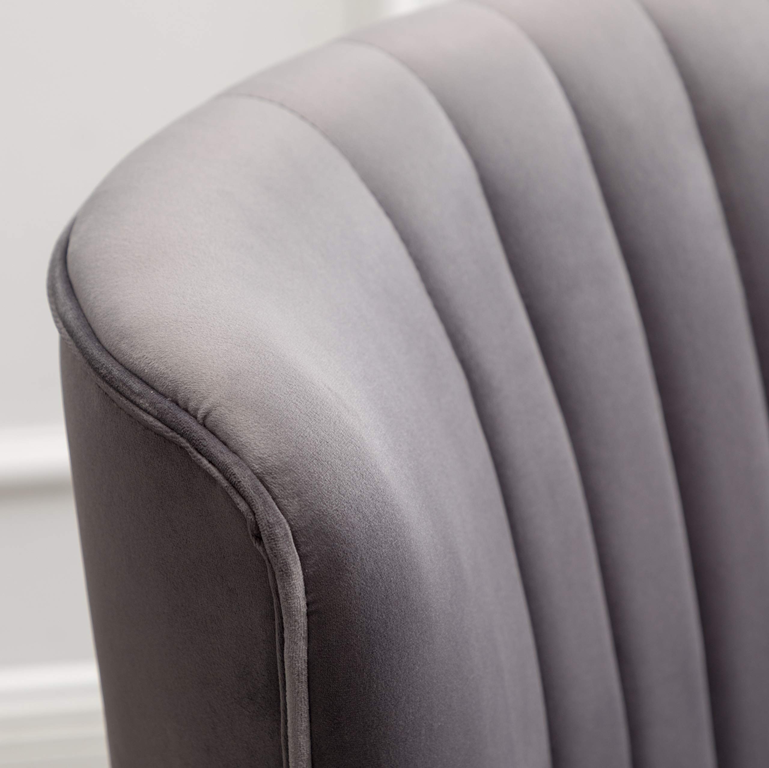 Roundhill Furniture Elon Contemporary Velvet Upholstered Accent Chair - Gray Modern Lounge Chair for Living Room, Bedroom & Office Decor