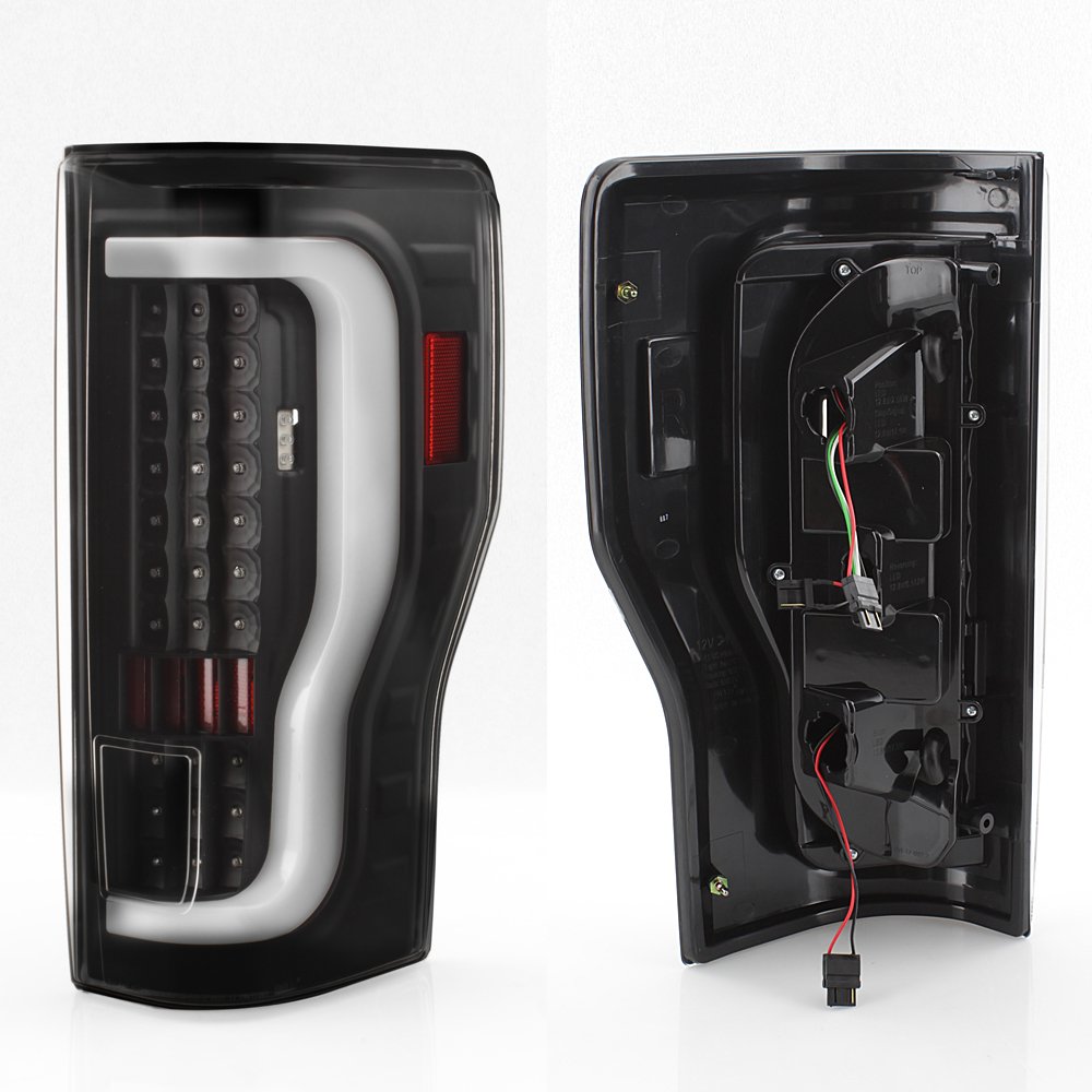 AKKON Full LED DRL Bar Tail Lights for 2017-2019 Ford F250 F350 Super Duty - Black Housing with Clear Lens - Upgrade Your Truck's Style & Visibility (Perfect for Night Driving & Off-Road Adventures)