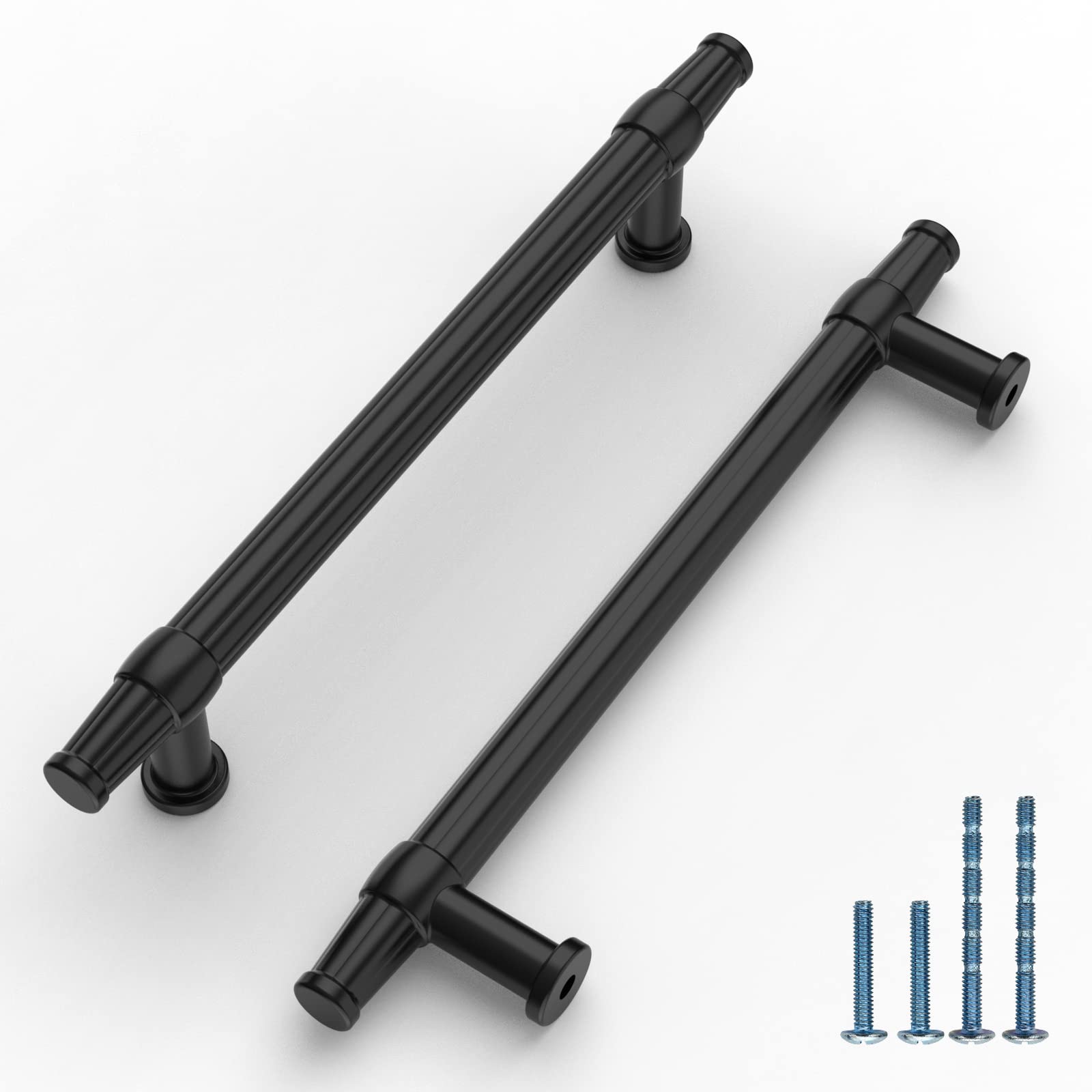 ROMATEE 12 Pack 5 Inch (128mm) Matte Black Cabinet Pulls - Kitchen & Bathroom Drawer Handles, Dresser Hardware for Modern Home & Office Furniture (Easy Installation, Durable Finish)
