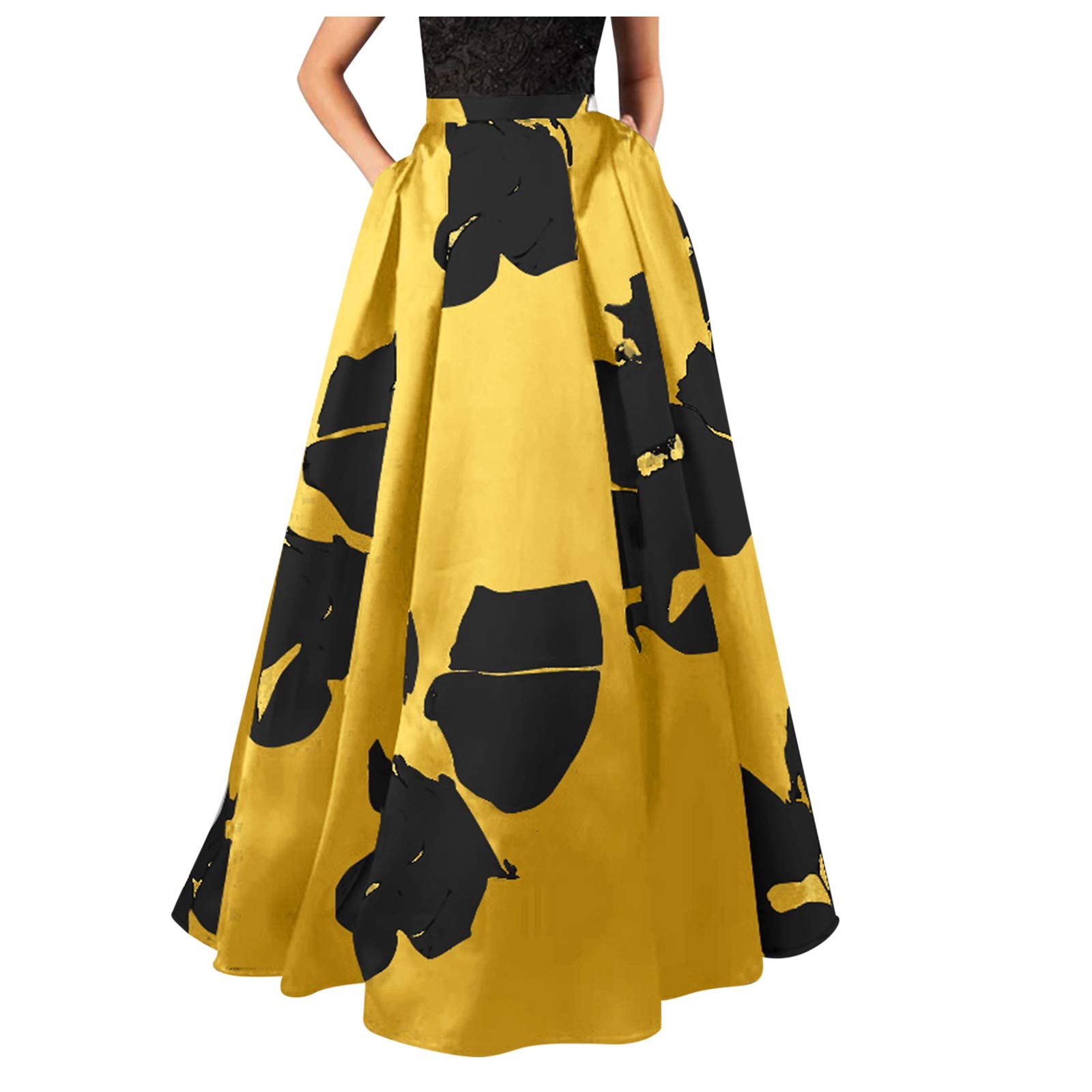 Bohemian Floral Print Maxi Skirt for Women - High Waist Long Skirt with Pockets for Party, Beach, Spring Formal Dresses | Perfect for Summer Vacations, Date Nights and Music Festivals