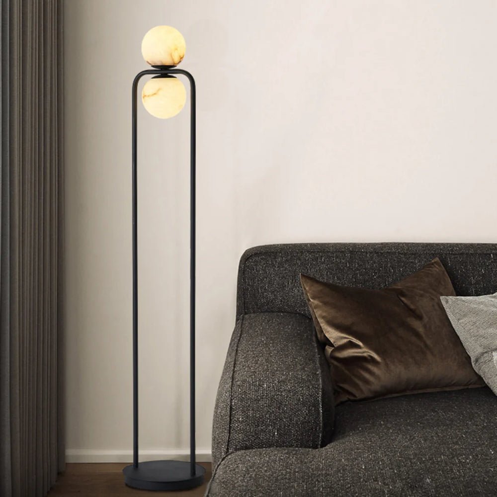 Modern Alabaster Tribeca Floor Lamp - Elegant White LED Standing Light for Living Room, Bedroom & Office - Dimmable Tall Lamp with Fabric Shade for Home Decor