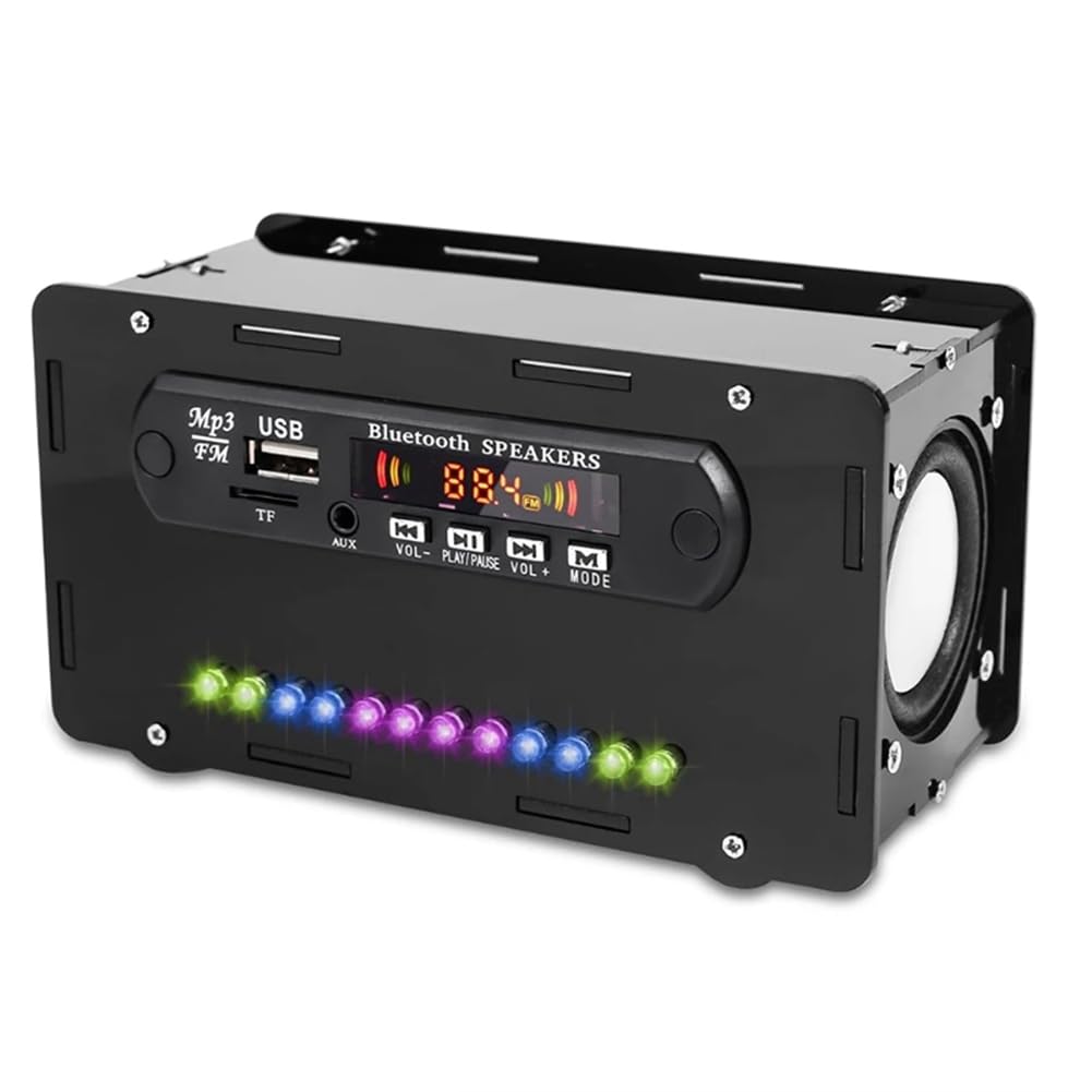 DIY Bluetooth Speaker Kit with LED FM Radio, USB, Digital Display - Mini Home Sound Amplifier for Soldering Projects (Black) | Perfect for STEM Education, DIY Enthusiasts & Home Audio Projects