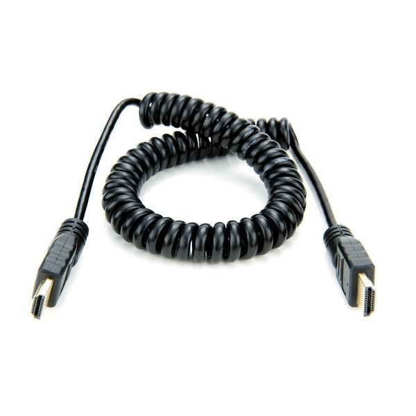 Atomos ATOMCAB011 Coiled HDMI Cable - 50cm/65cm Full HDMI to Full HDMI High-Speed Cord for 4K Cameras, Monitors & Gaming Consoles - Perfect for Studio, Live Streaming & Home Theater Setups