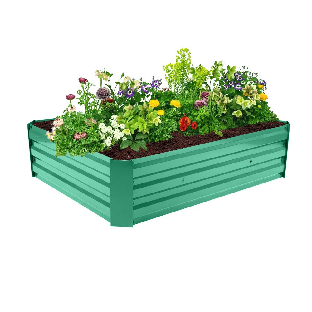 MengK 122 x 92 x 31cm Metal Raised Garden Bed Frame - Green Color for Outdoor Gardening, Vegetable Planting, and Flower Beds - Perfect for Backyard, Patio, and Urban Farming