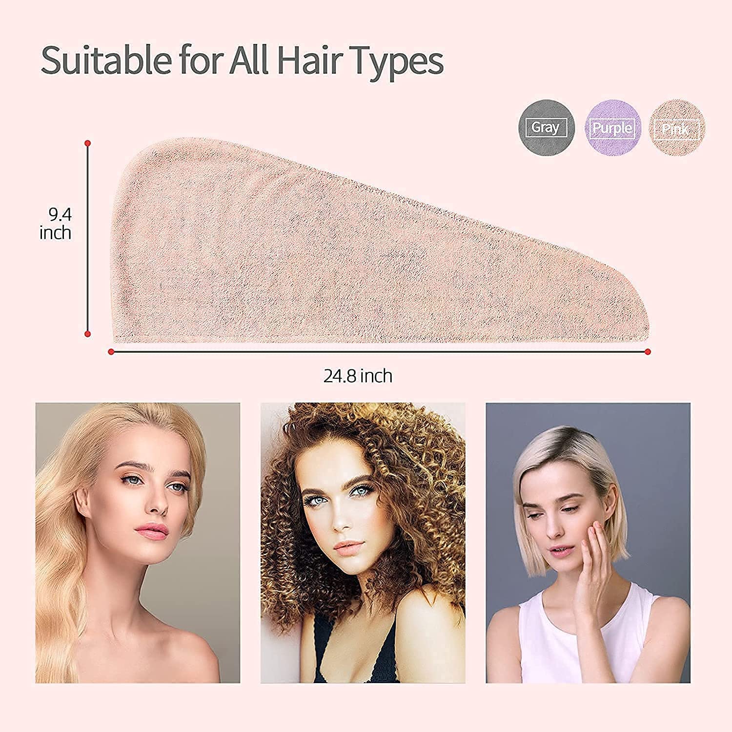 JATRODA® Super Absorbent Hair Towel Wrap for Women - 500 GSM Quick-Drying Microfiber Hair Turban, Salon-Grade Bath Hair Dry Cap (Multi Color) - Perfect for Post-Shower, Swimming, Spa & Salon Use