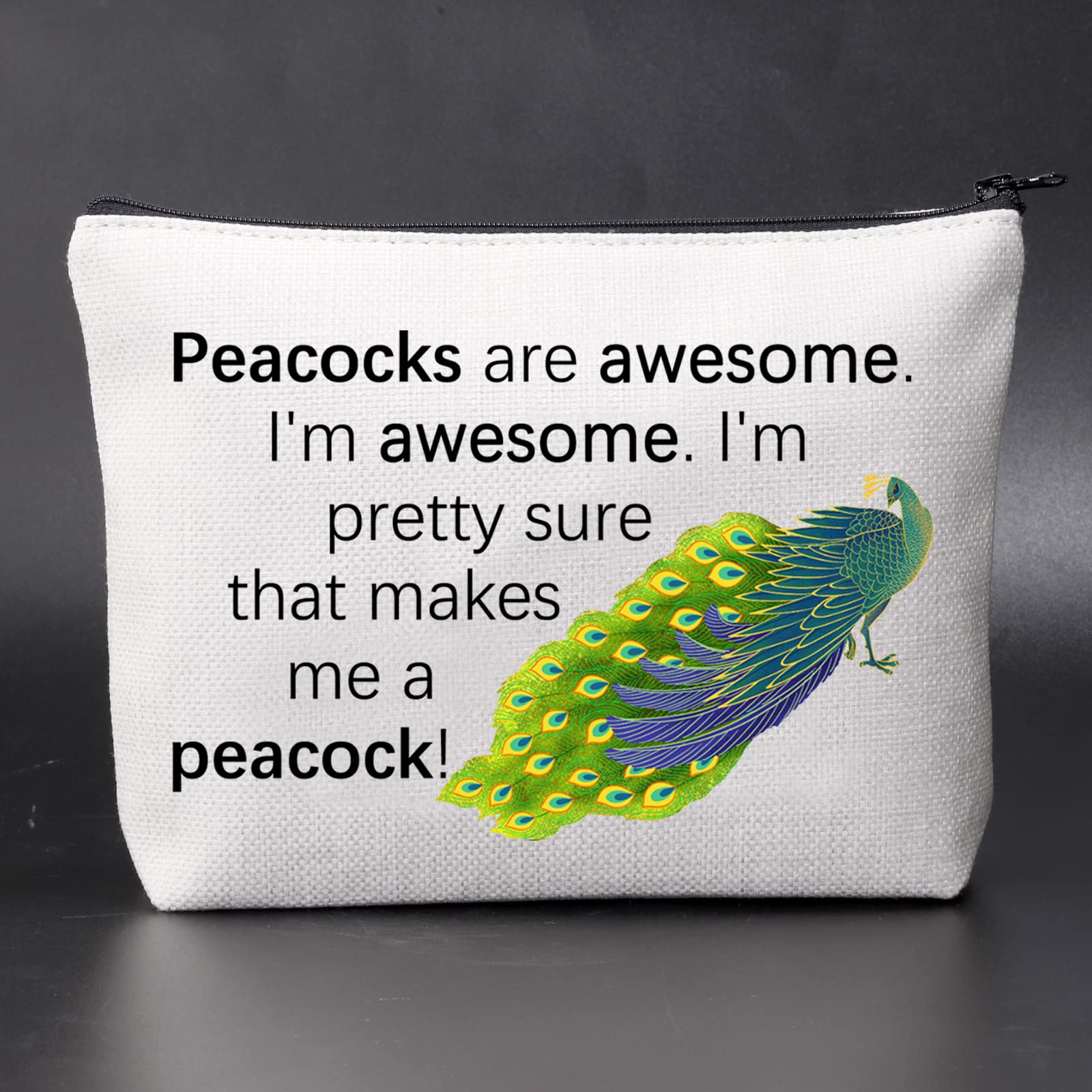 JINUP Peacock Print Cosmetic Bag - Waterproof Makeup Brush Pouch with Zipper for Travel & Storage | Perfect Gift for Peacock Lovers | Use for Cosmetics, Toiletries & Accessories Organization