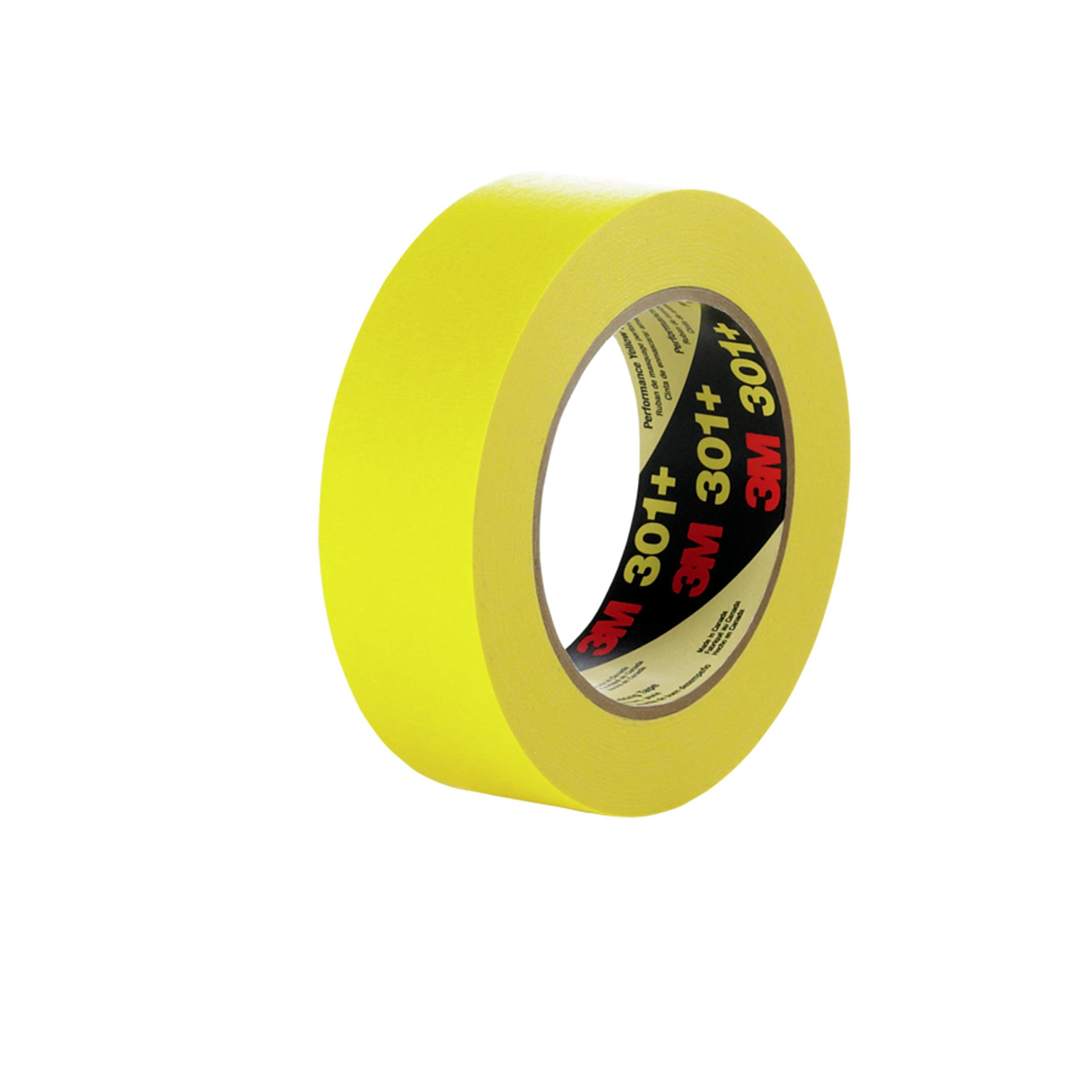 3M 301+ Yellow Masking Tape for Painting - 24mm Width, Individually Wrapped (64756) - Perfect for Home DIY Projects, Wall Painting, and Craft Protection