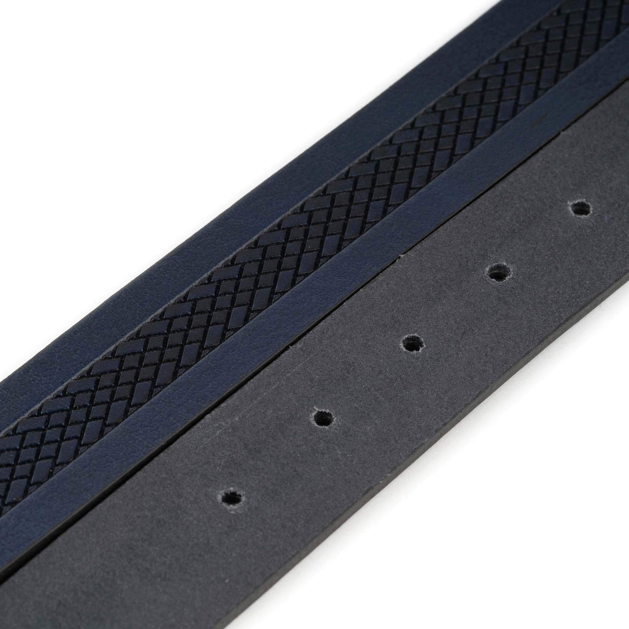 Premium Dark Blue Buffalo Leather Belt Strap - Compatible with Montblanc Designer Buckles - Laser Cut for Perfect Fit - Ideal for Business, Casual & Formal Wear