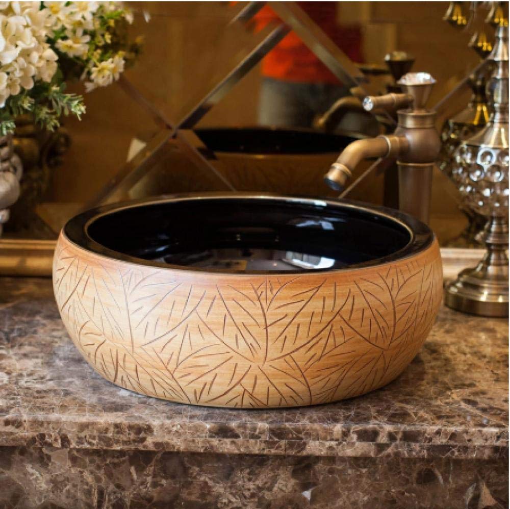 ROLTIN Retro Ceramic Countertop Basin - Bathroom Sink for Vintage Style Decor