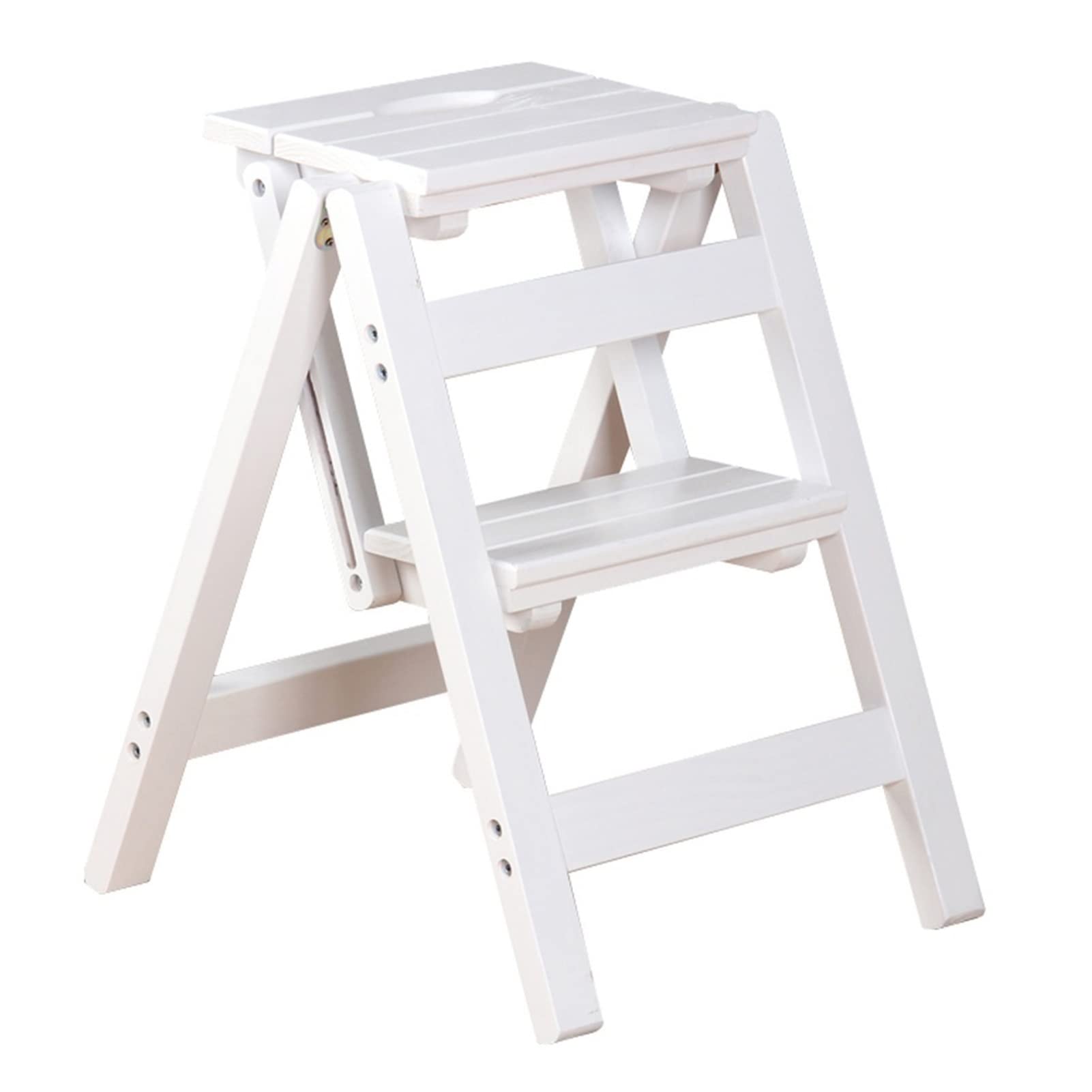 XHALERY Portable Wooden Folding Step Stool Ladder - Multi-Functional, Non-Slip, Safe for Home, Kitchen, Gardening & Shelf Access | Perfect as Step Stool, Chair, Flower Stand & Household Helper