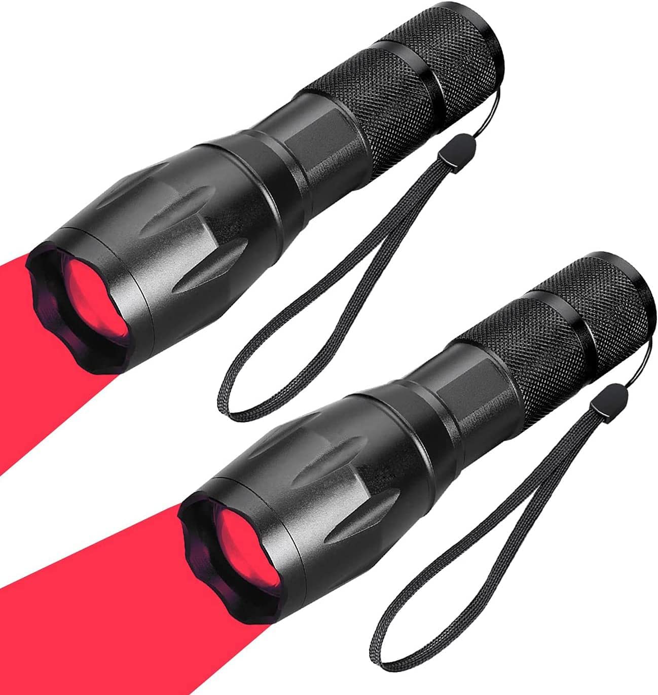 2 Pack Red LED Flashlight - Single Mode Red Light for Astronomy, Aviation, Night Vision, Hunting & Camping - Perfect for Stargazing, Night Observation & Emergency Use