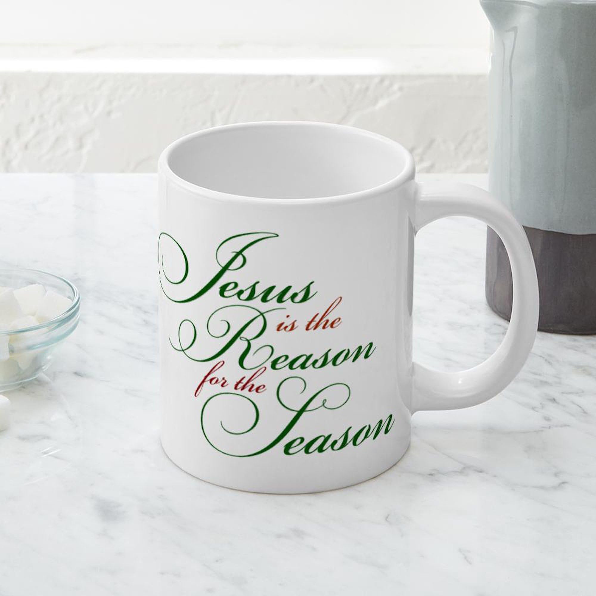 Jesus Is The Reason For The Season 20 oz Ceramic Coffee Mega Mug - Holiday Gift, Christmas Morning Coffee, Christian Home Decor, Church Events