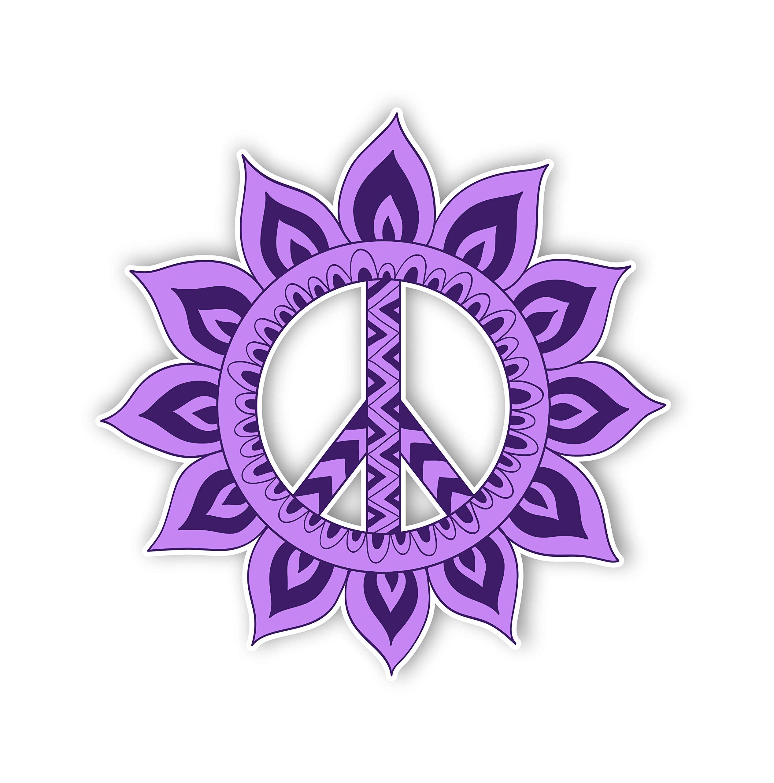 Waterproof Purple Flower Peace Sign Car Stickers - 5