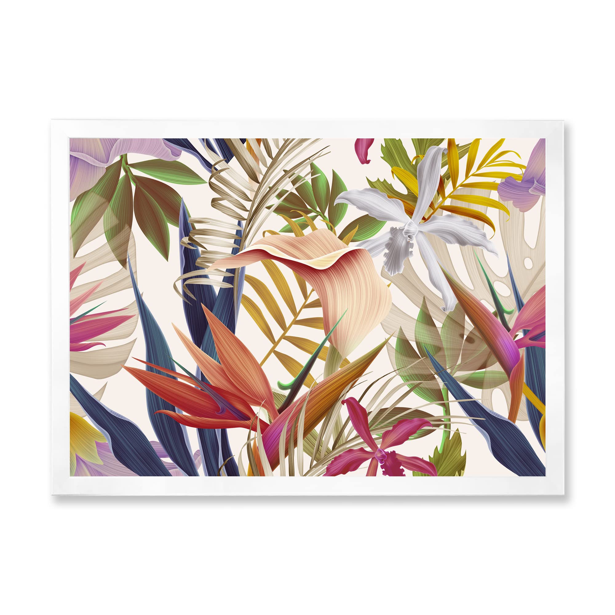 Tropical Vintage Flowers III Framed Wall Art - Vibrant Floral Decor for Living Room, Bedroom & Office