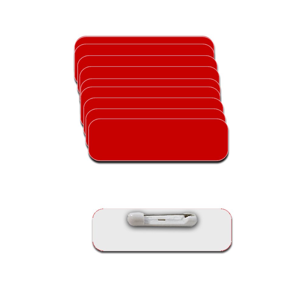 10 Pack Bulk Plastic Name Badges with Pin Fastener - Red/White Back, 1/4
