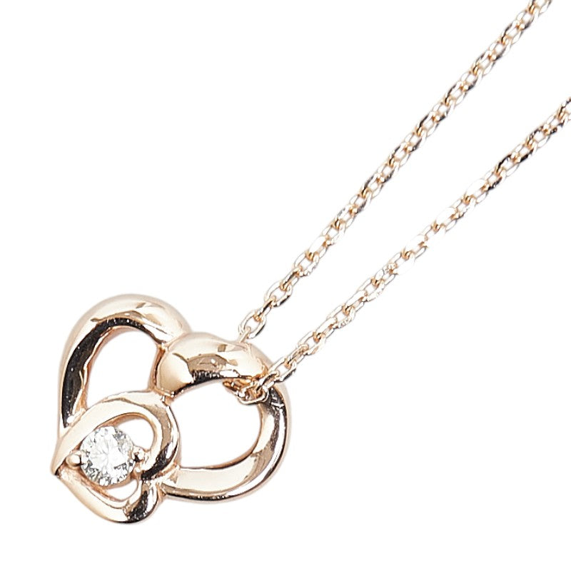 4℃ K10PG Heart Motif Diamond Necklace - 14K Rose Gold Pendant for Women, Valentine's Gift, Anniversary Jewelry - Perfect for Romantic Dates, Weddings & Special Occasions